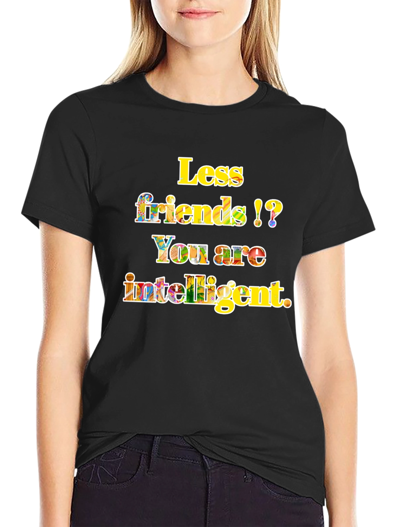 Intelligent Less Friends Black Graphic Tee