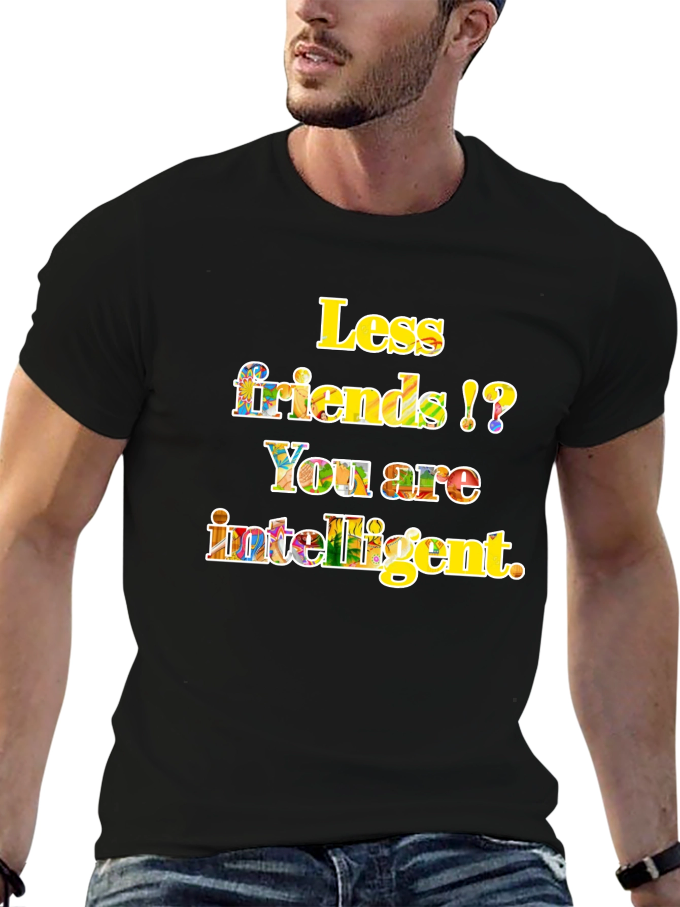 Intelligent Less Friends Black Graphic Tee