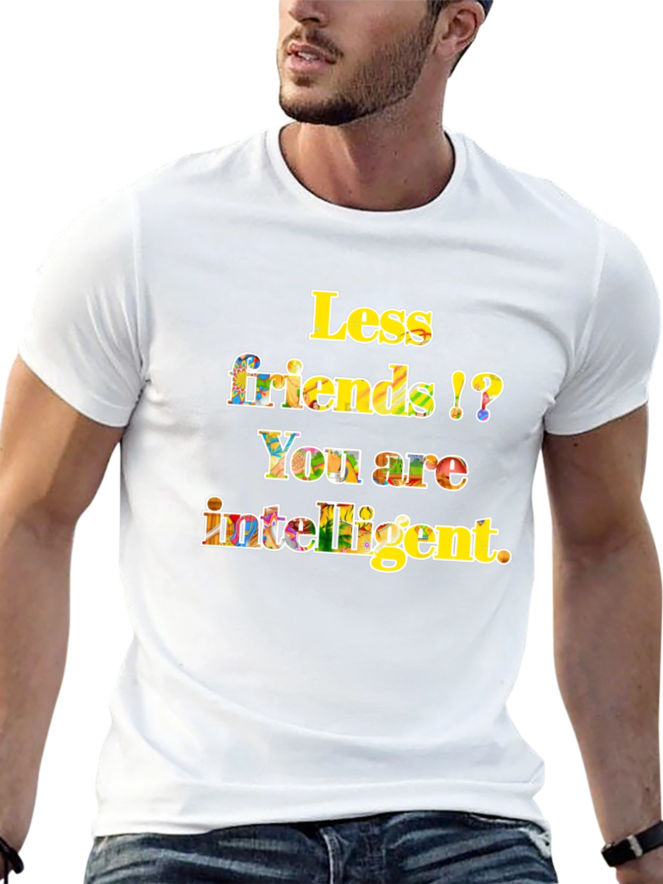 Intelligent Less Friends Black Graphic Tee