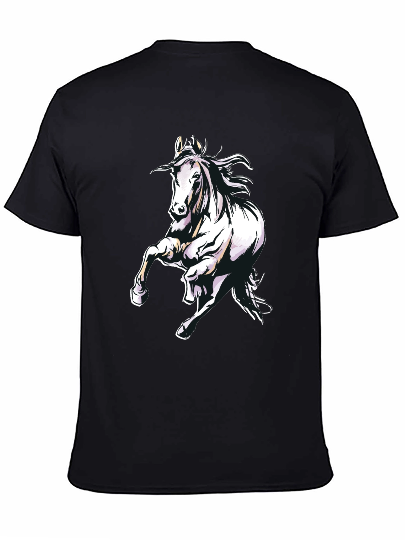 Horse Graphic Tee - Mens Black Cotton T-Shirt