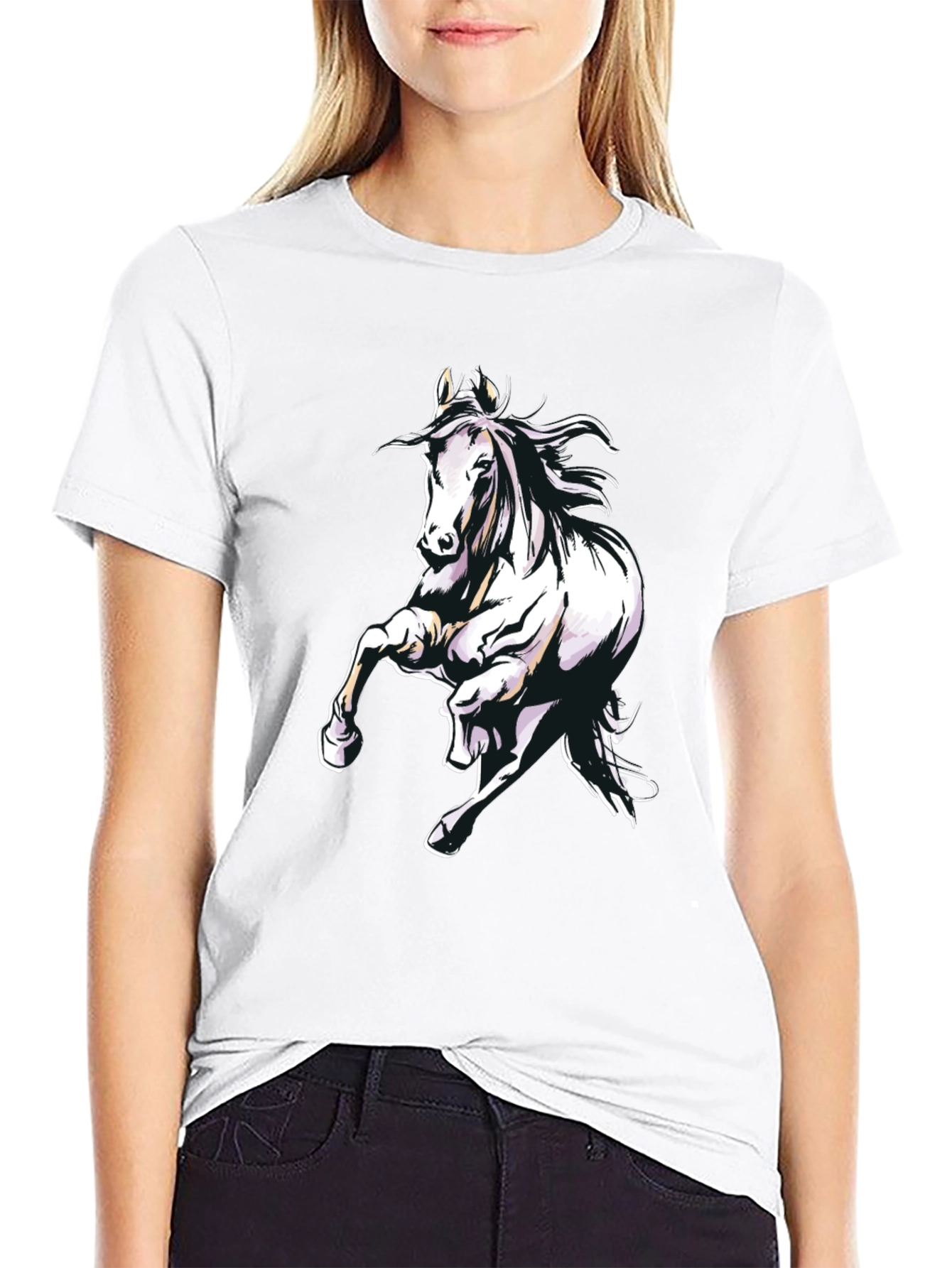 Horse Graphic Tee - Mens Black Cotton T-Shirt