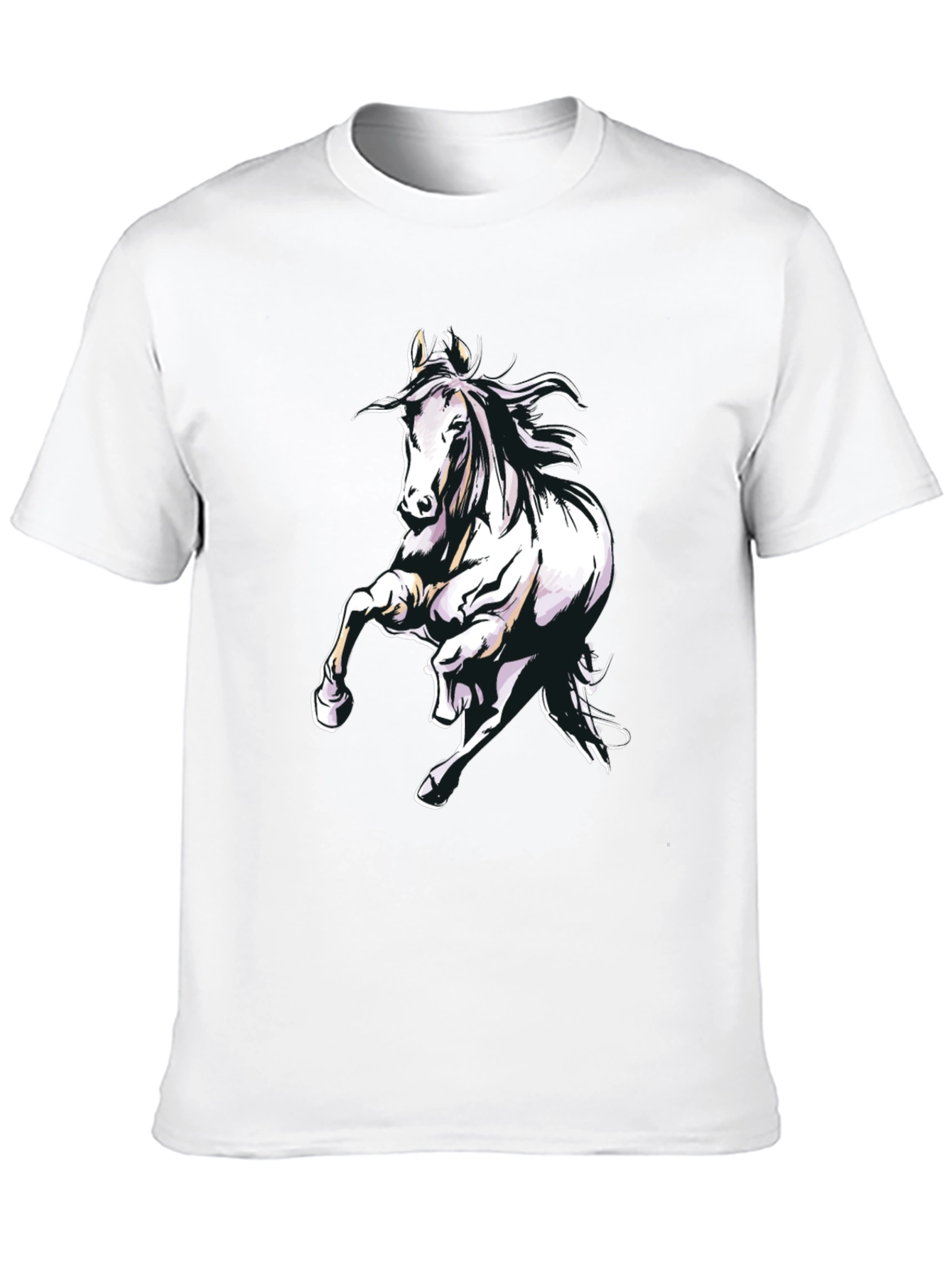 Horse Graphic Tee - Mens Black Cotton T-Shirt