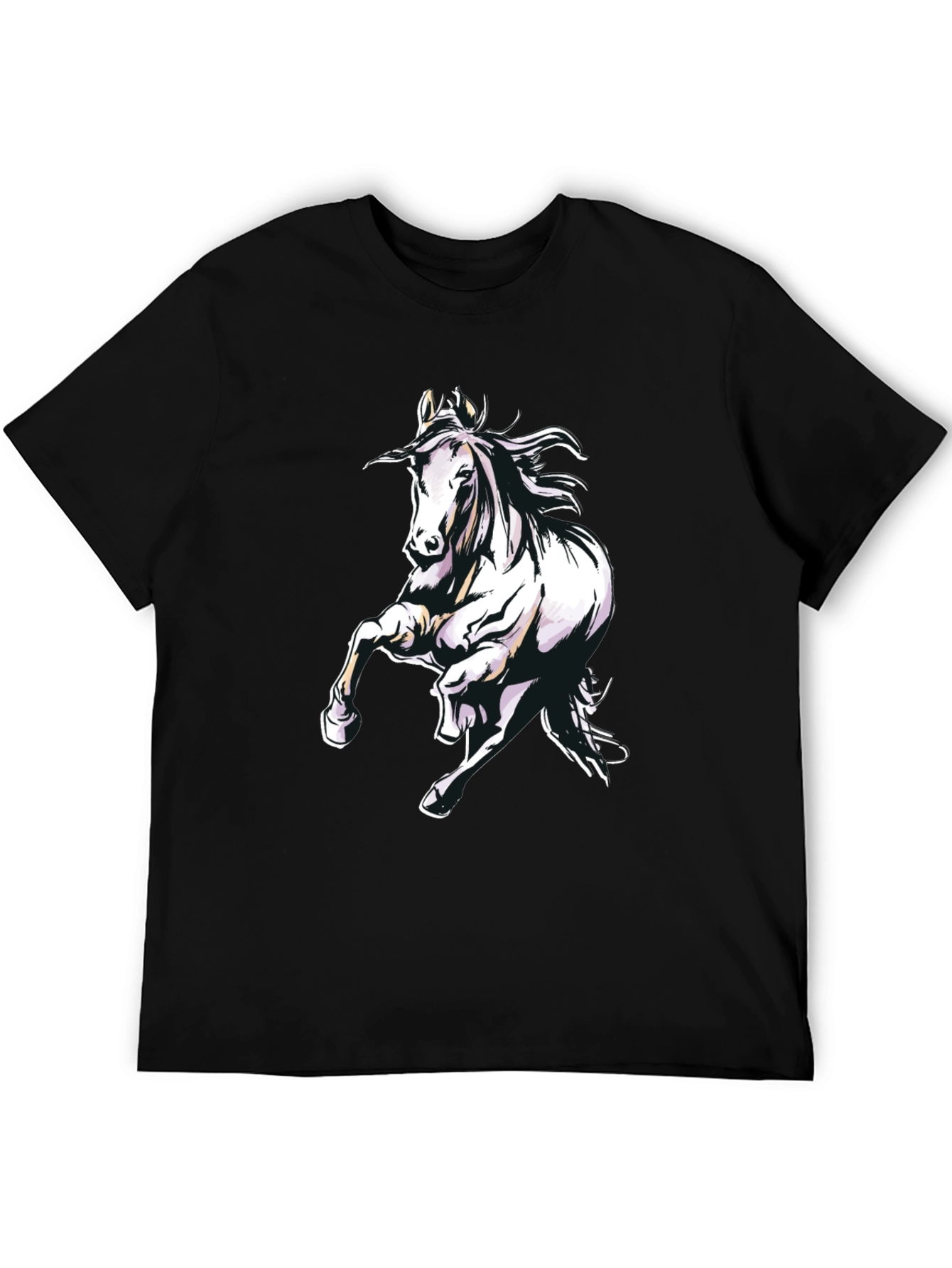 Horse Graphic Tee - Mens Black Cotton T-Shirt