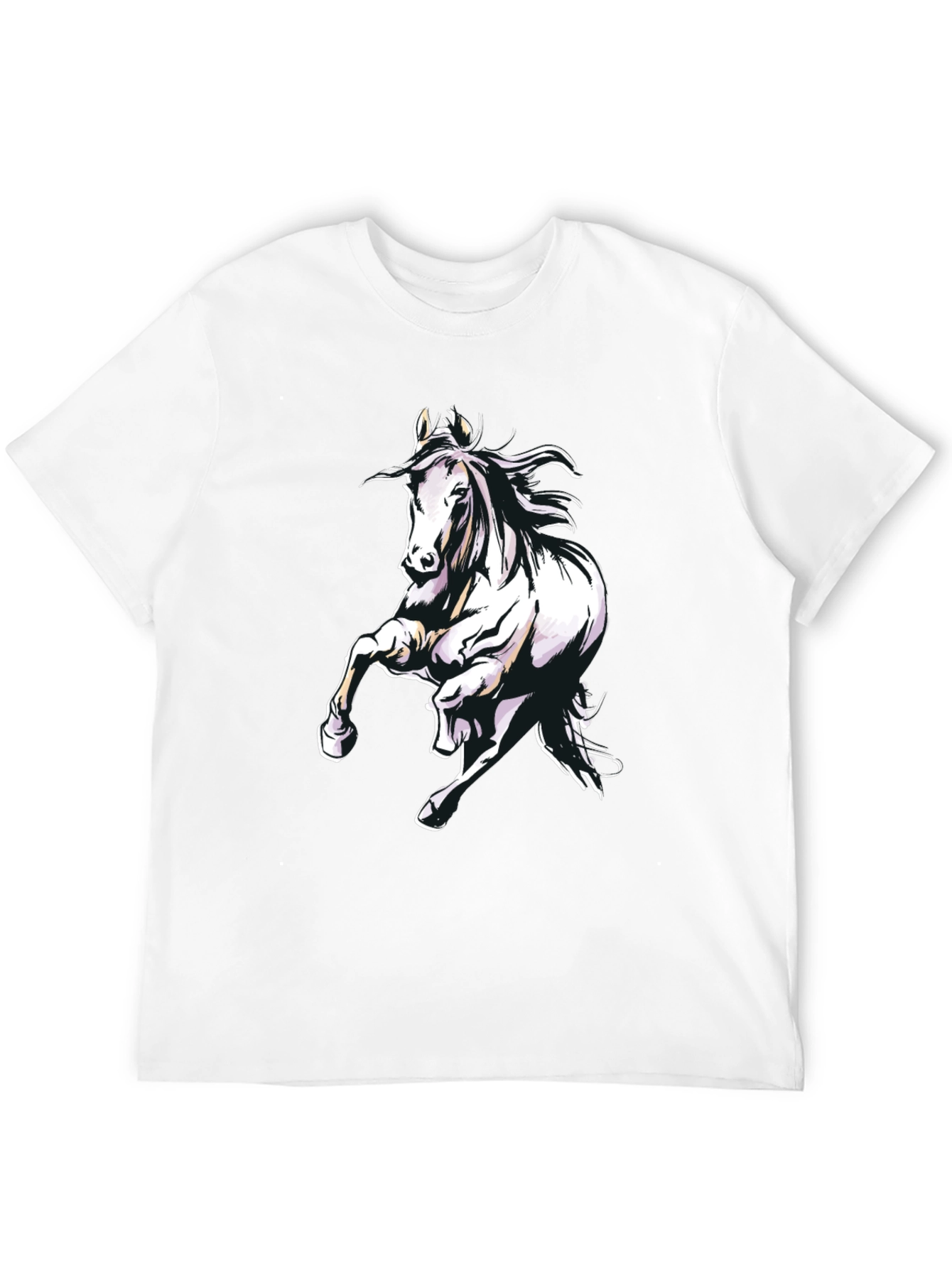 Horse Graphic Tee - Mens Black Cotton T-Shirt