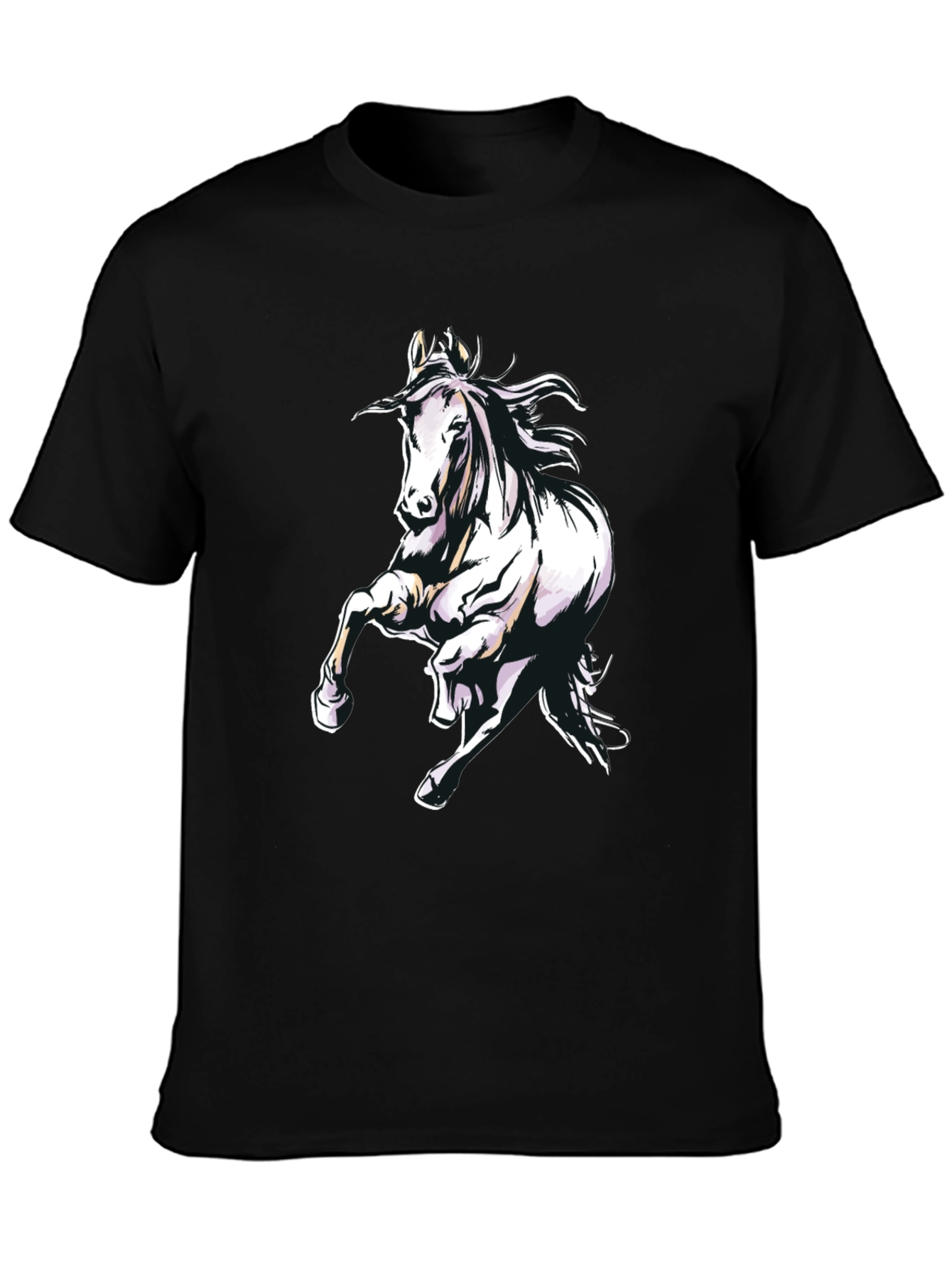 Horse Graphic Tee - Mens Black Cotton T-Shirt