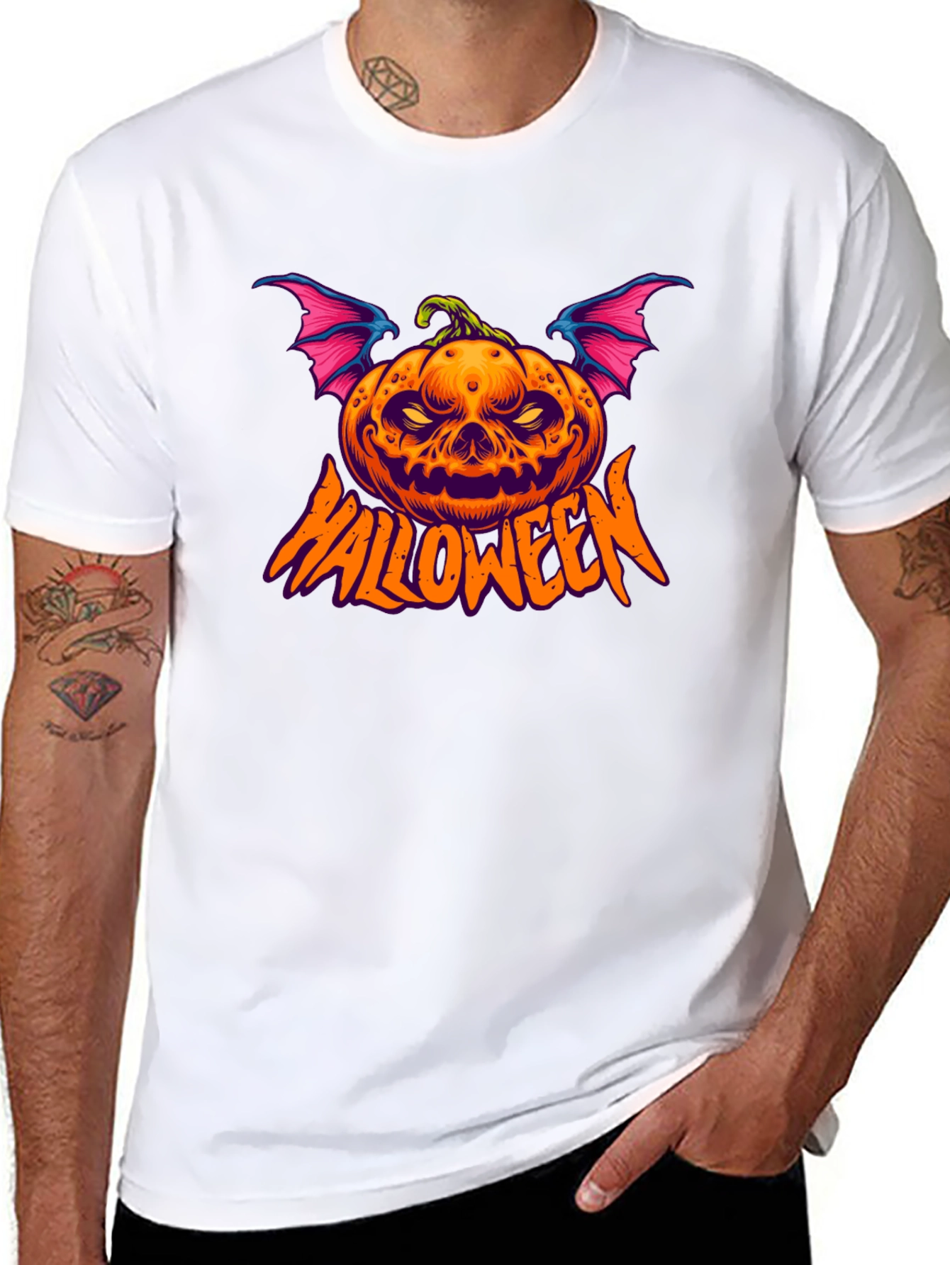 Halloween Pumpkin Bat Graphic Tee