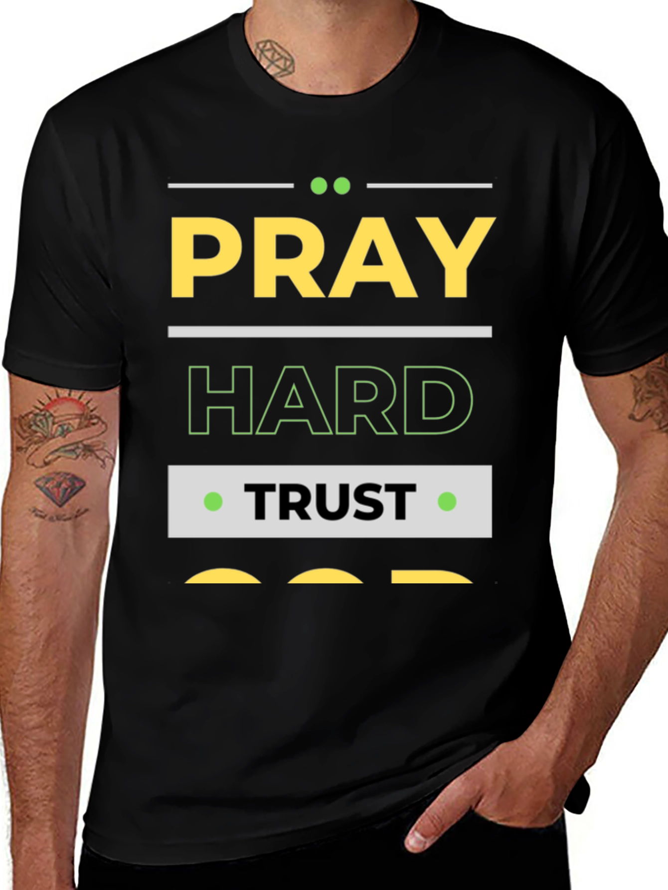 Pray Hard Trust God Graphic T-Shirt