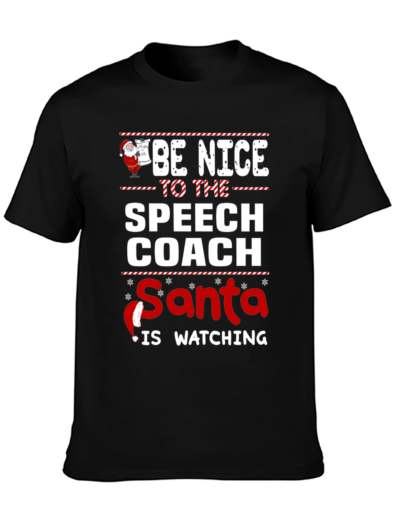 Funny Speech Coach Santa Watching Christmas T-Shirt