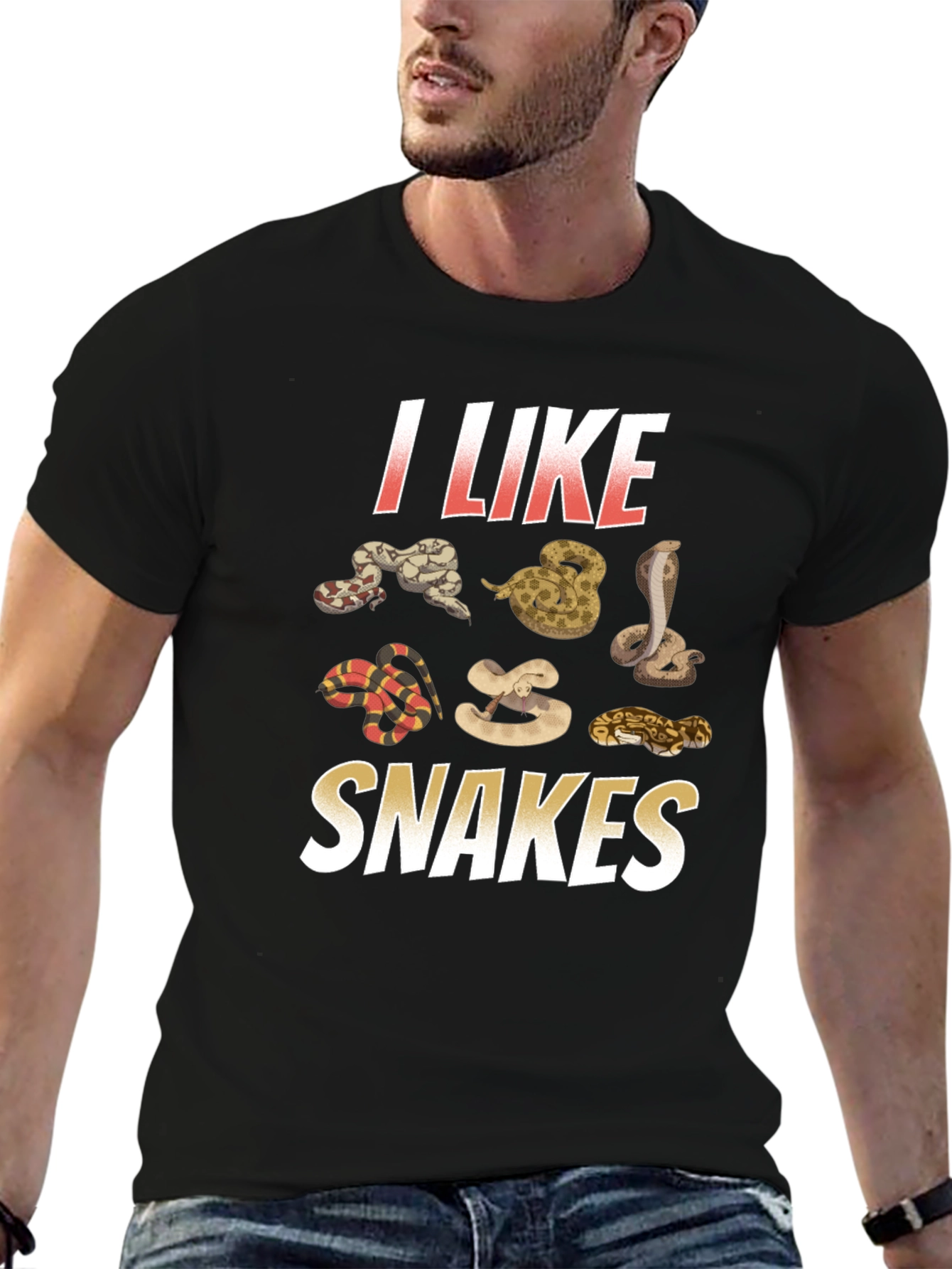 I Like Snakes Graphic Tee - Black Cotton T-Shirt