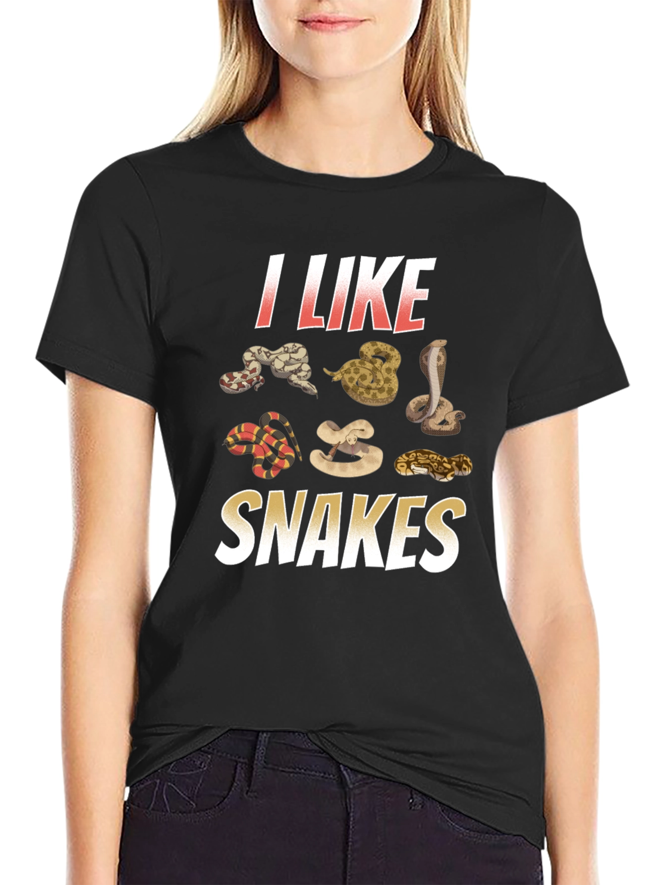 I Like Snakes Graphic Tee - Black Cotton T-Shirt