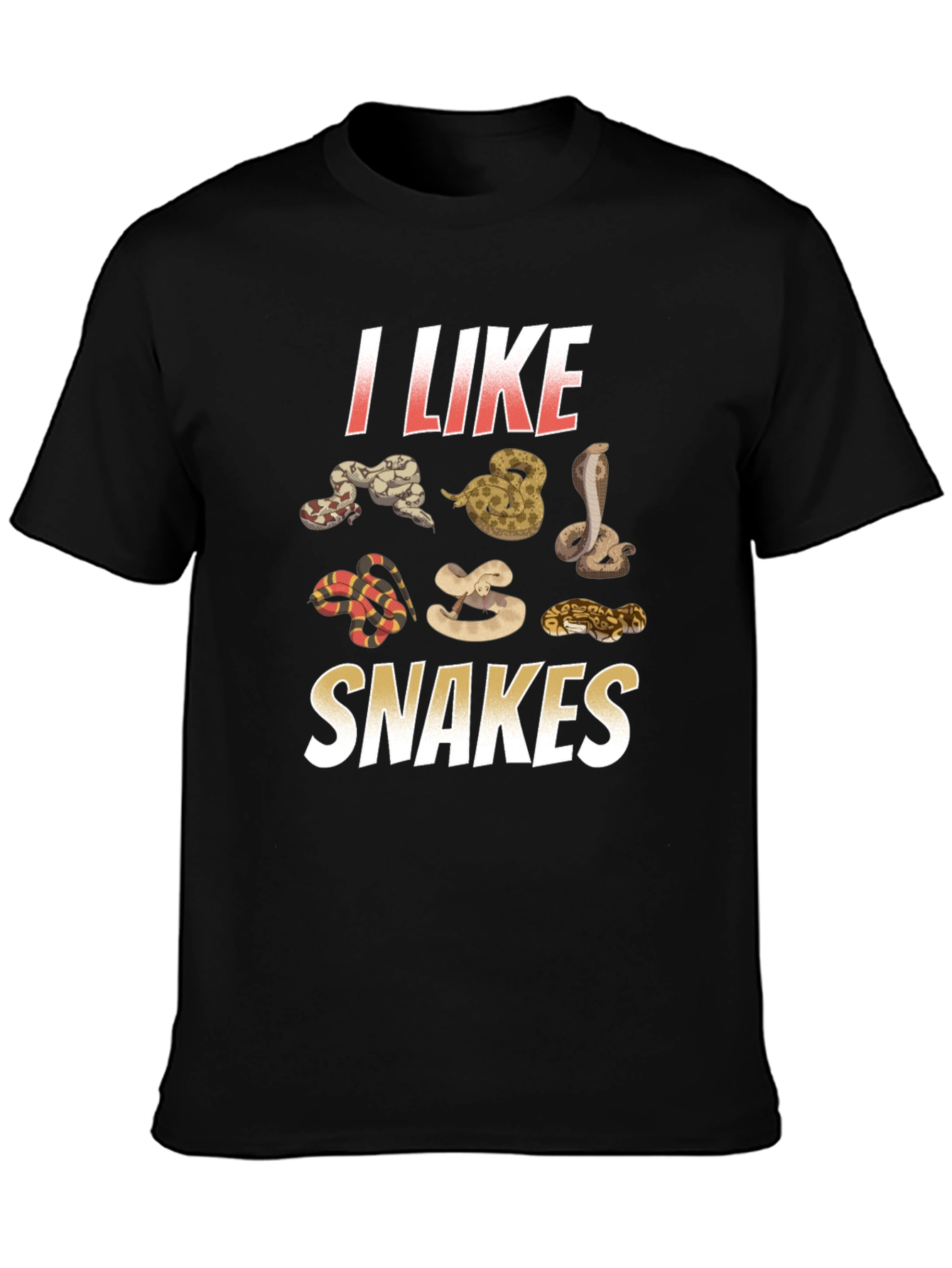 I Like Snakes Graphic Tee - Black Cotton T-Shirt