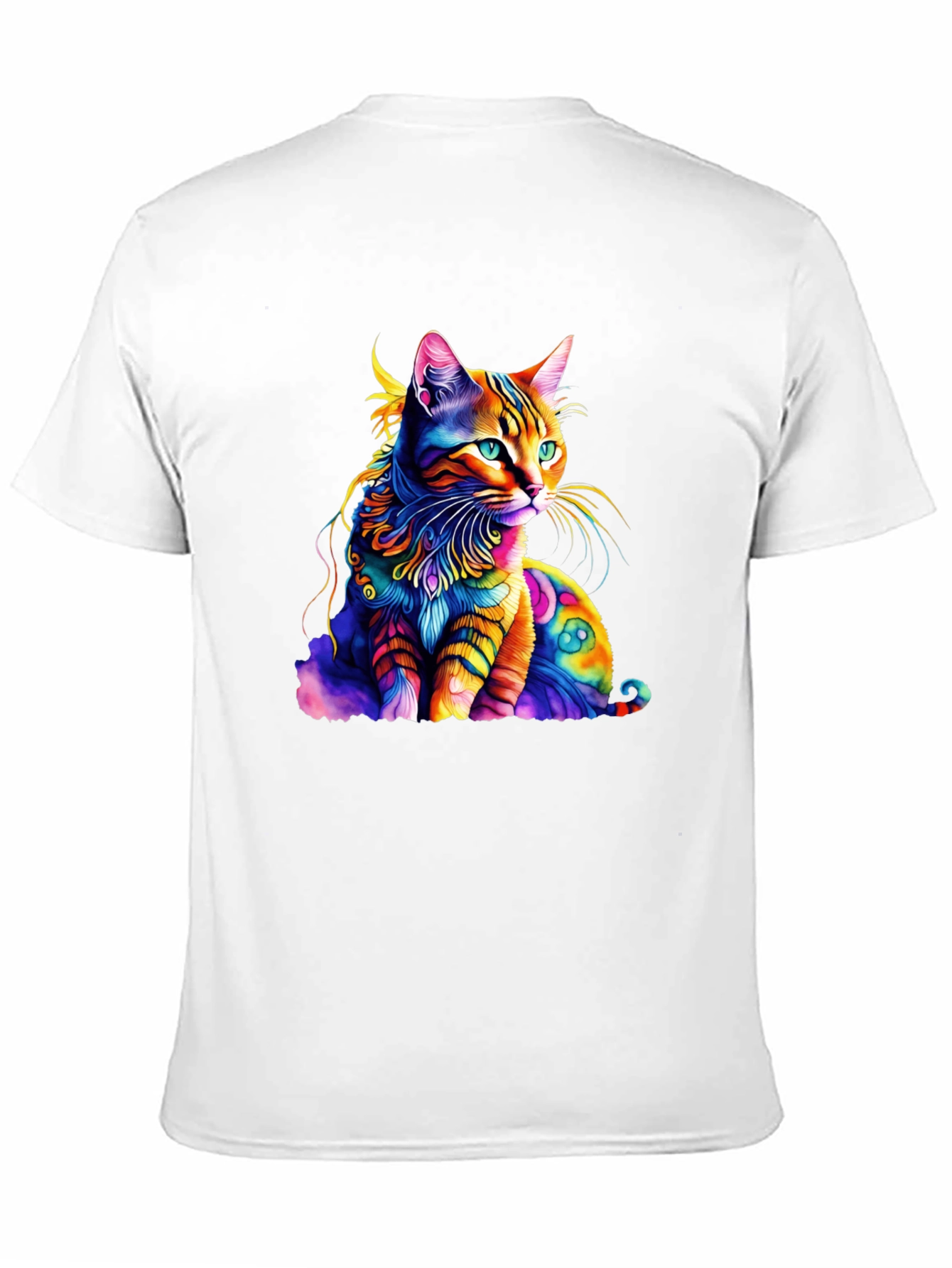 Colorful Cat Graphic T-Shirt