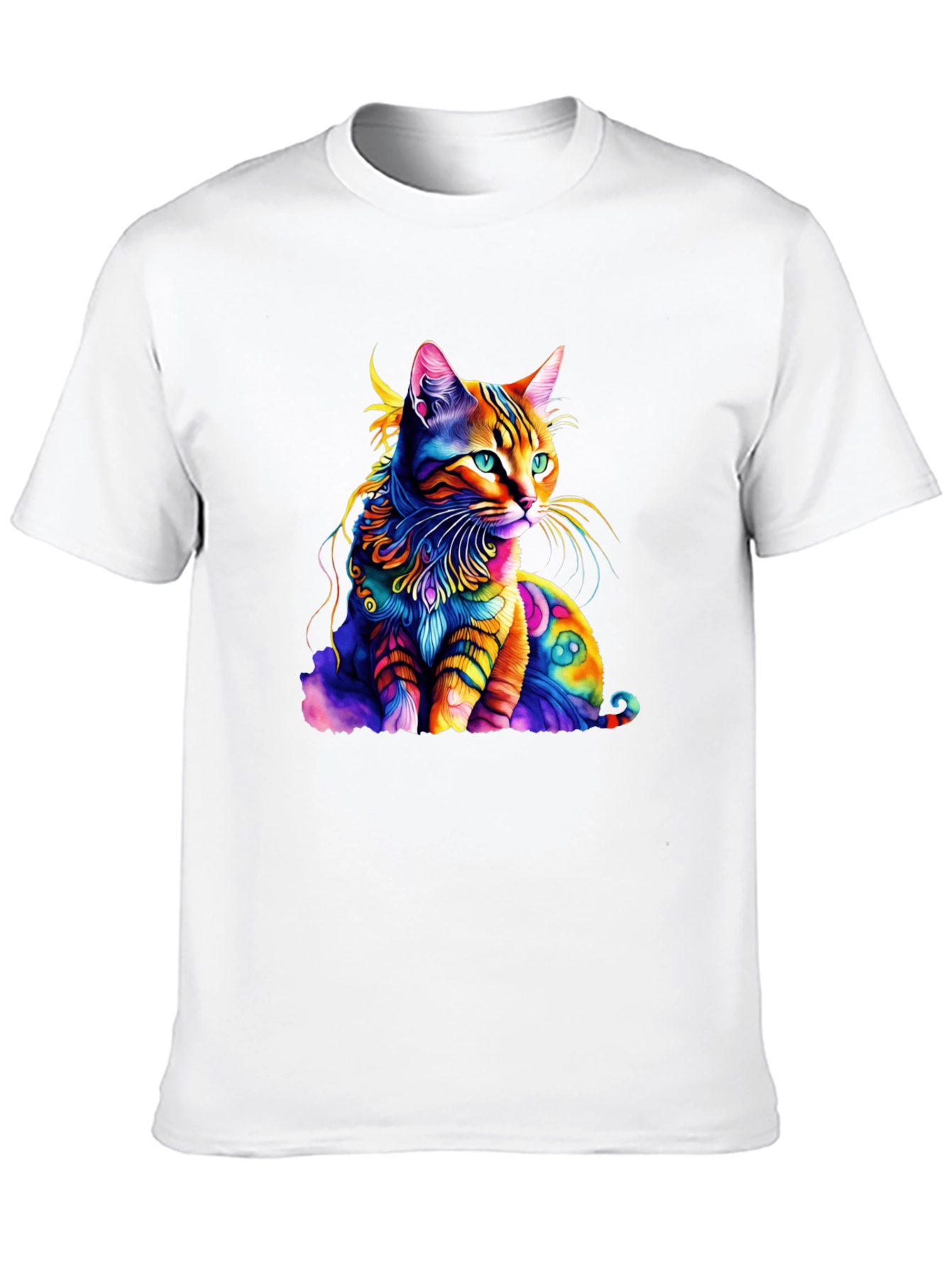Colorful Cat Graphic T-Shirt