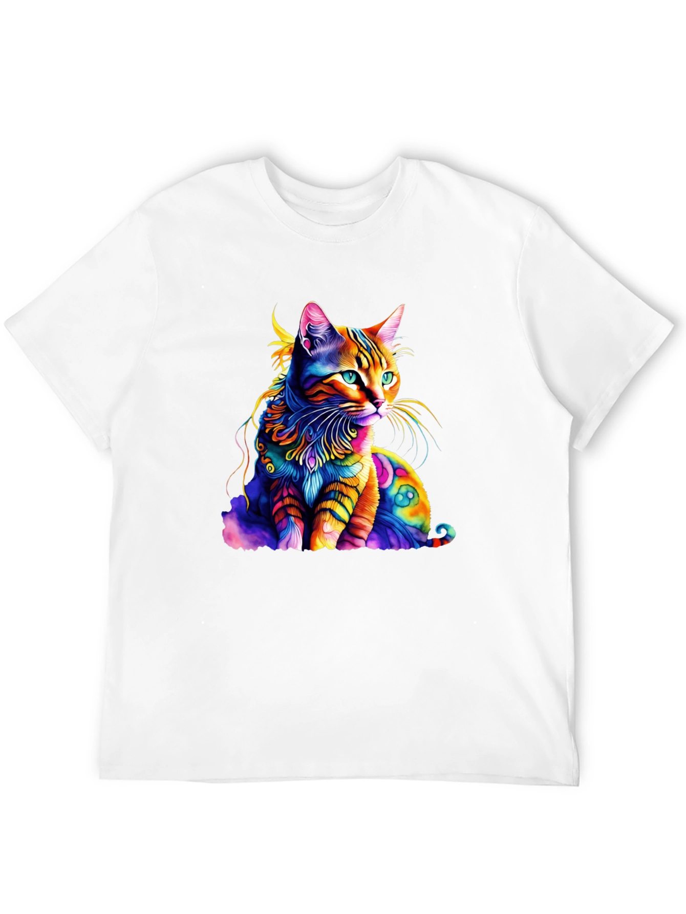 Colorful Cat Graphic T-Shirt