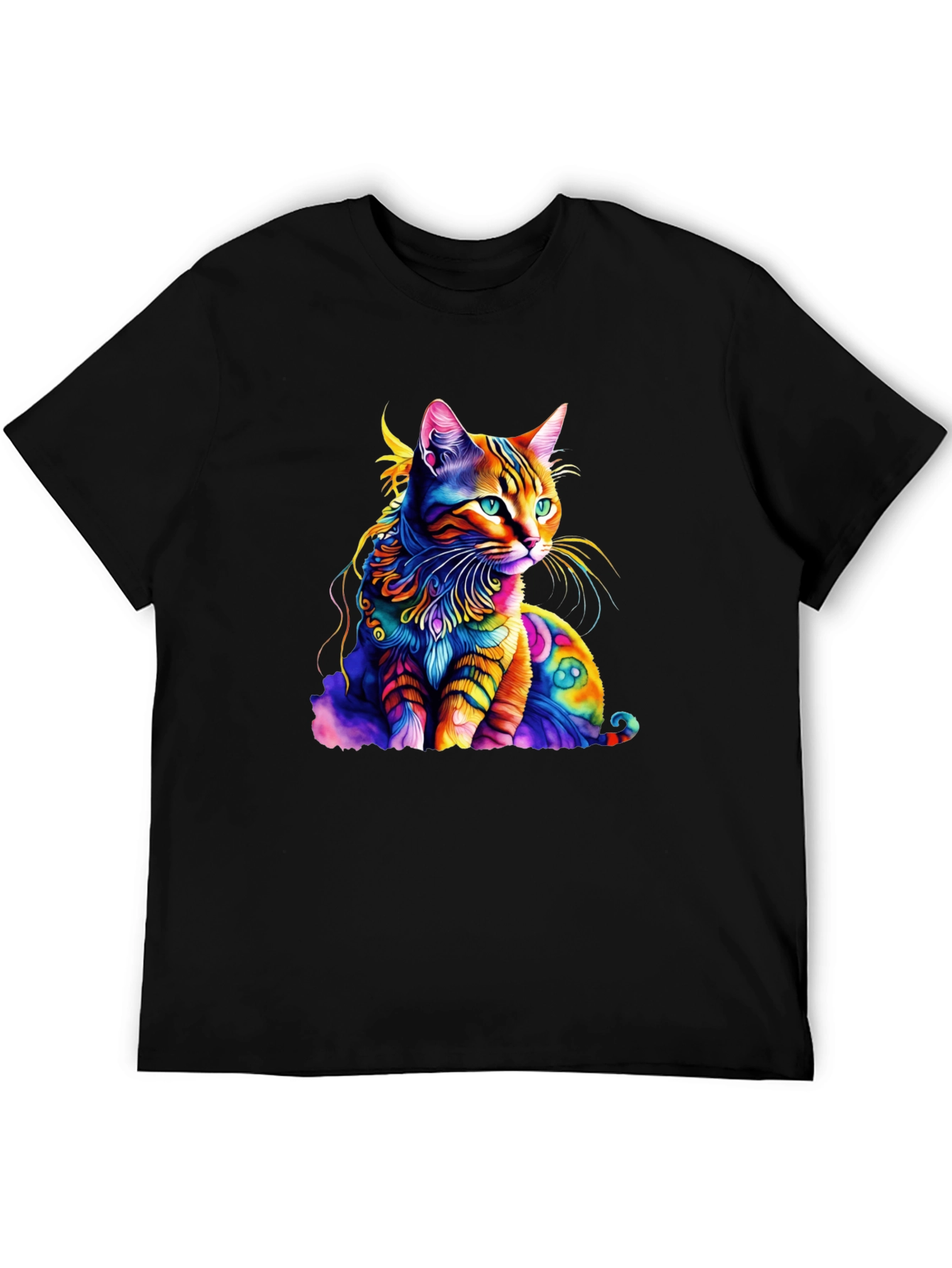 Colorful Cat Graphic T-Shirt