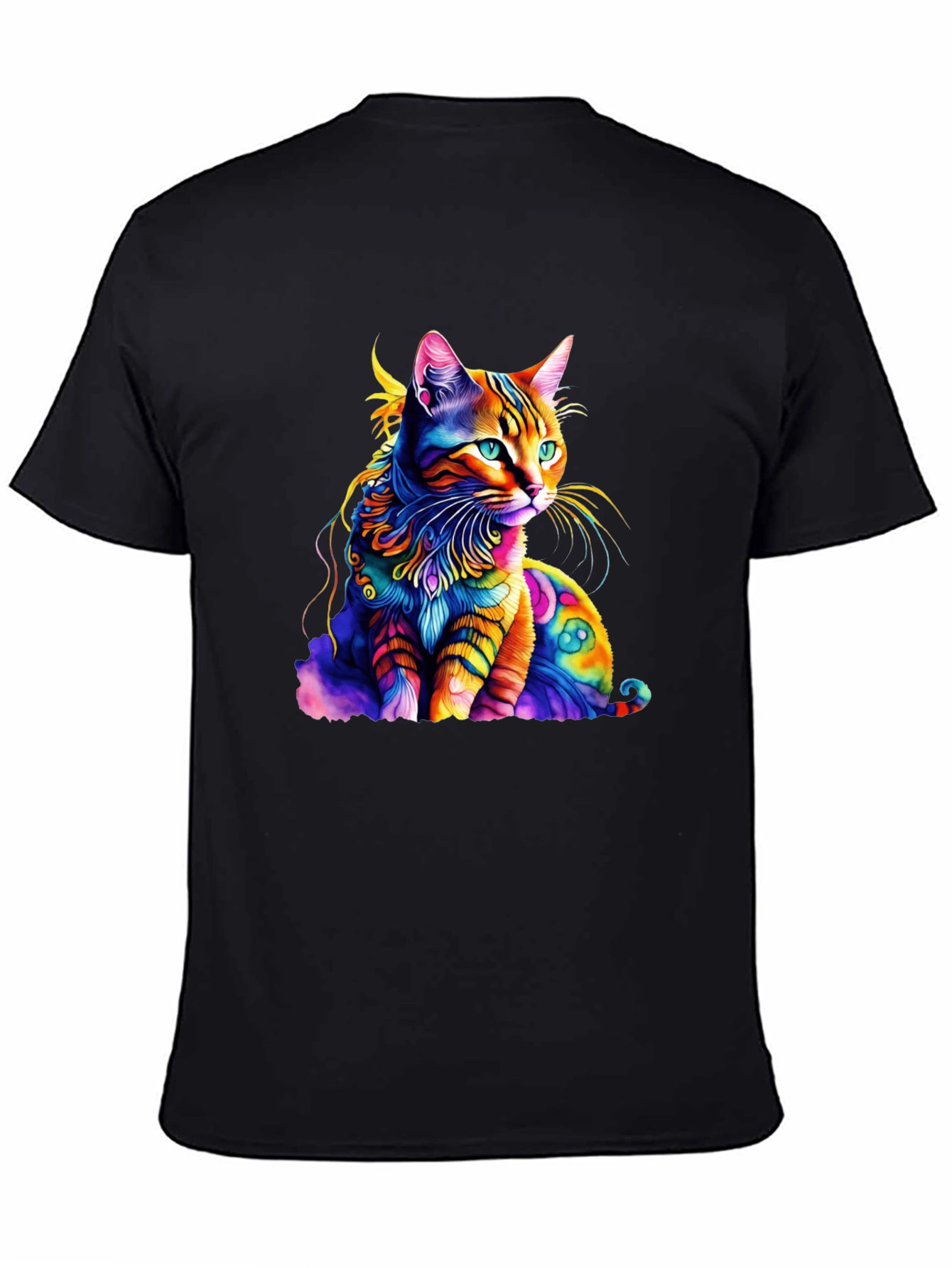 Colorful Cat Graphic T-Shirt