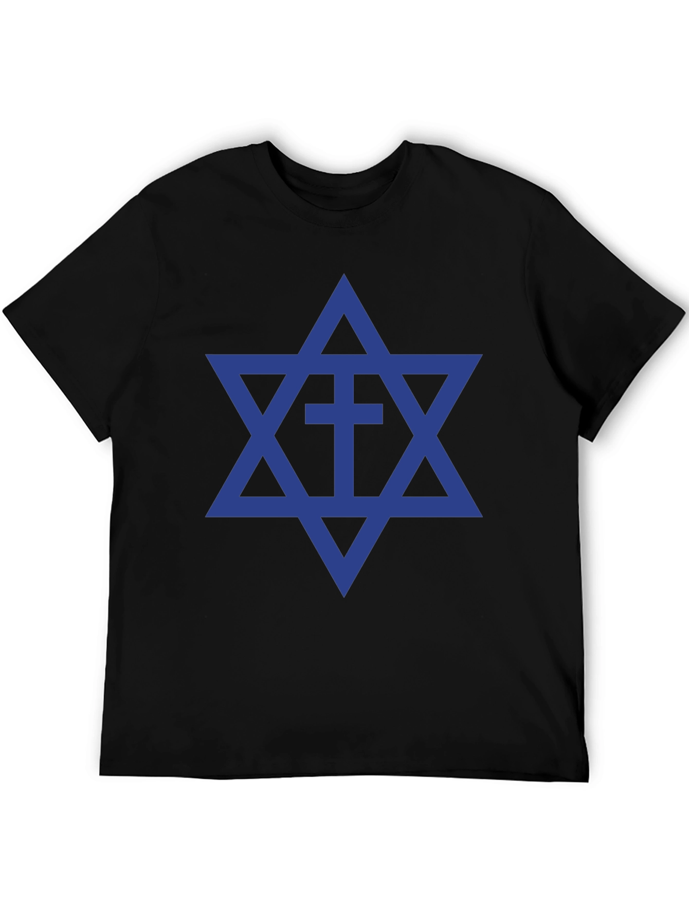 Star of David Cross T-Shirt Black Cotton Blend
