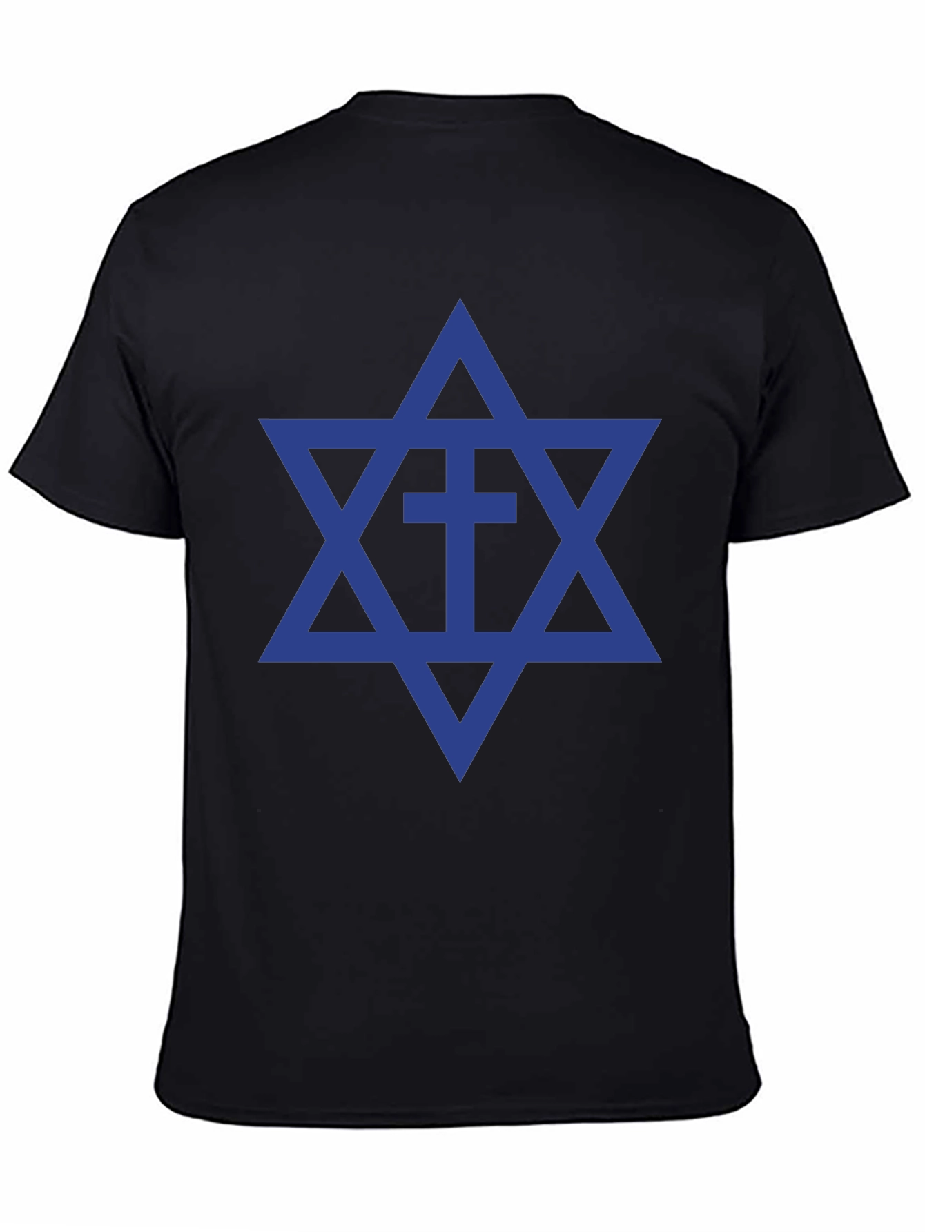 Star of David Cross T-Shirt Black Cotton Blend