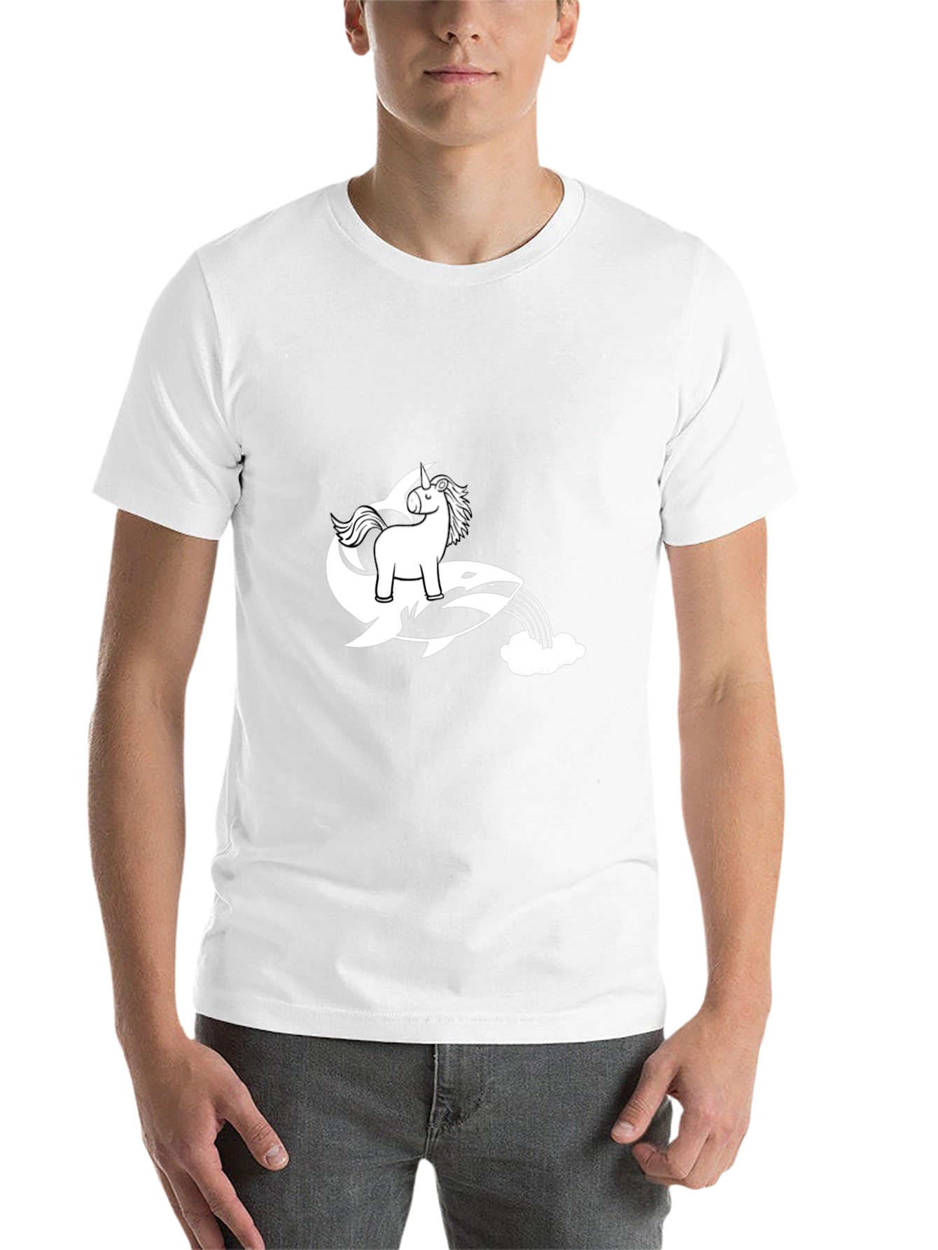 Unicorn Orca Rainbow Black T-Shirt