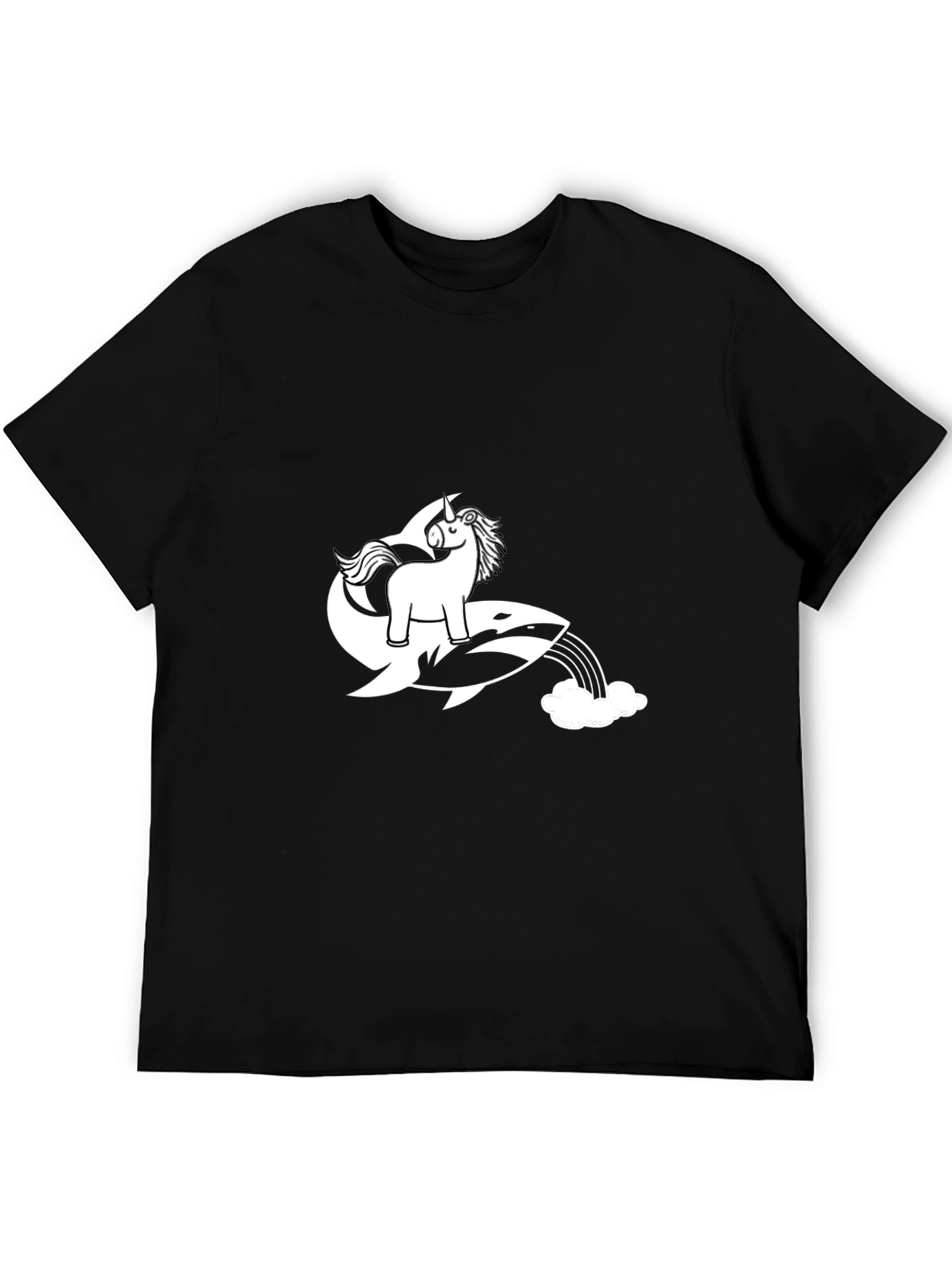 Unicorn Orca Rainbow Black T-Shirt