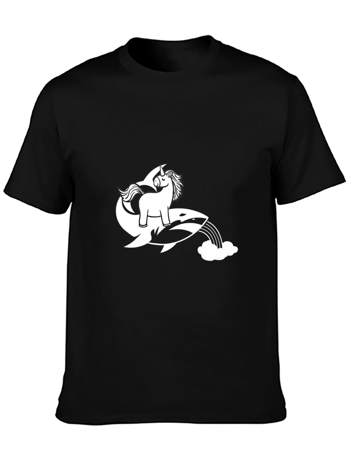 Unicorn Orca Rainbow Black T-Shirt