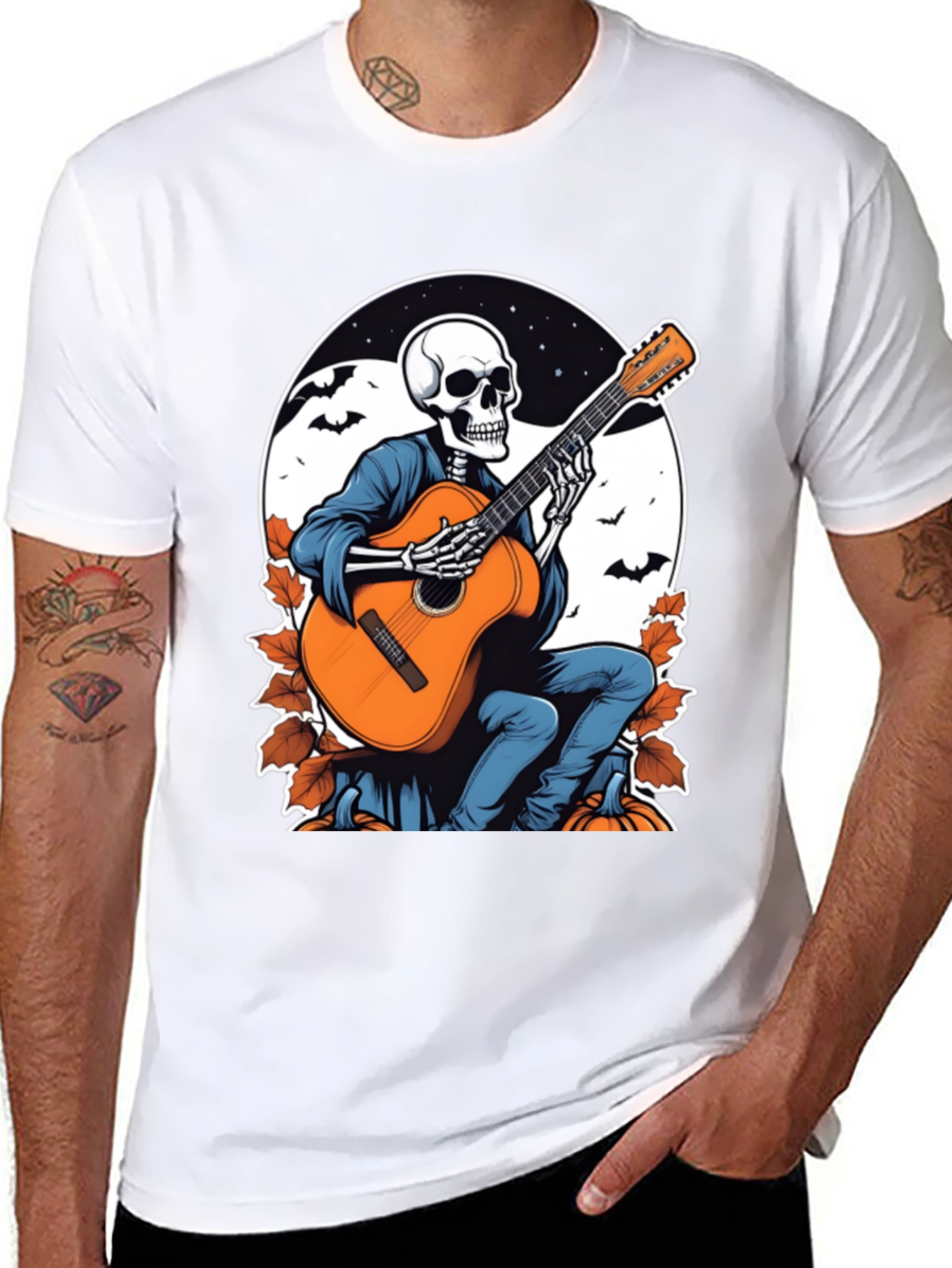 Skeleton Guitarist Graphic T-Shirt