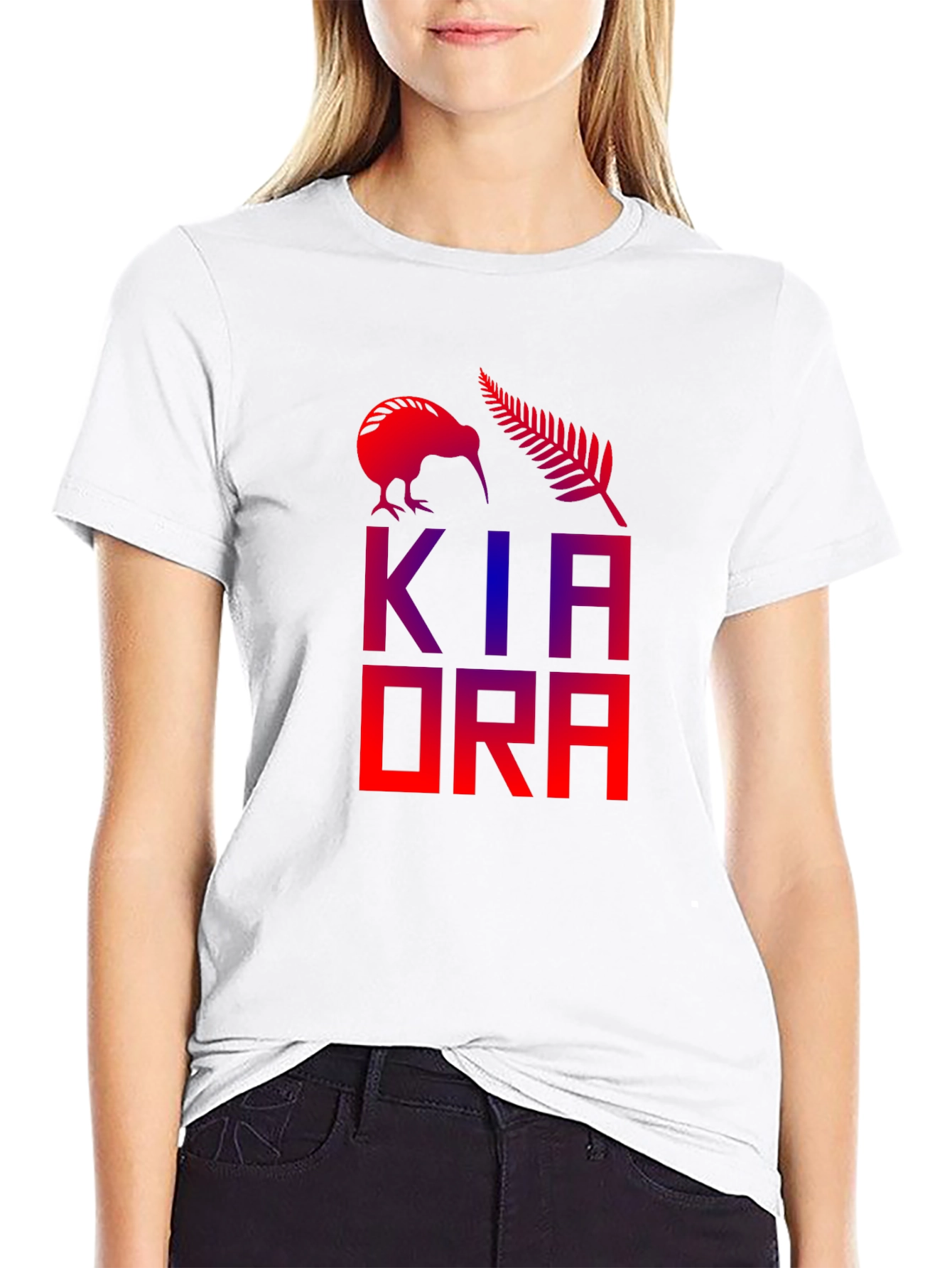 Kia Ora Tee - Kiwi & Fern Design
