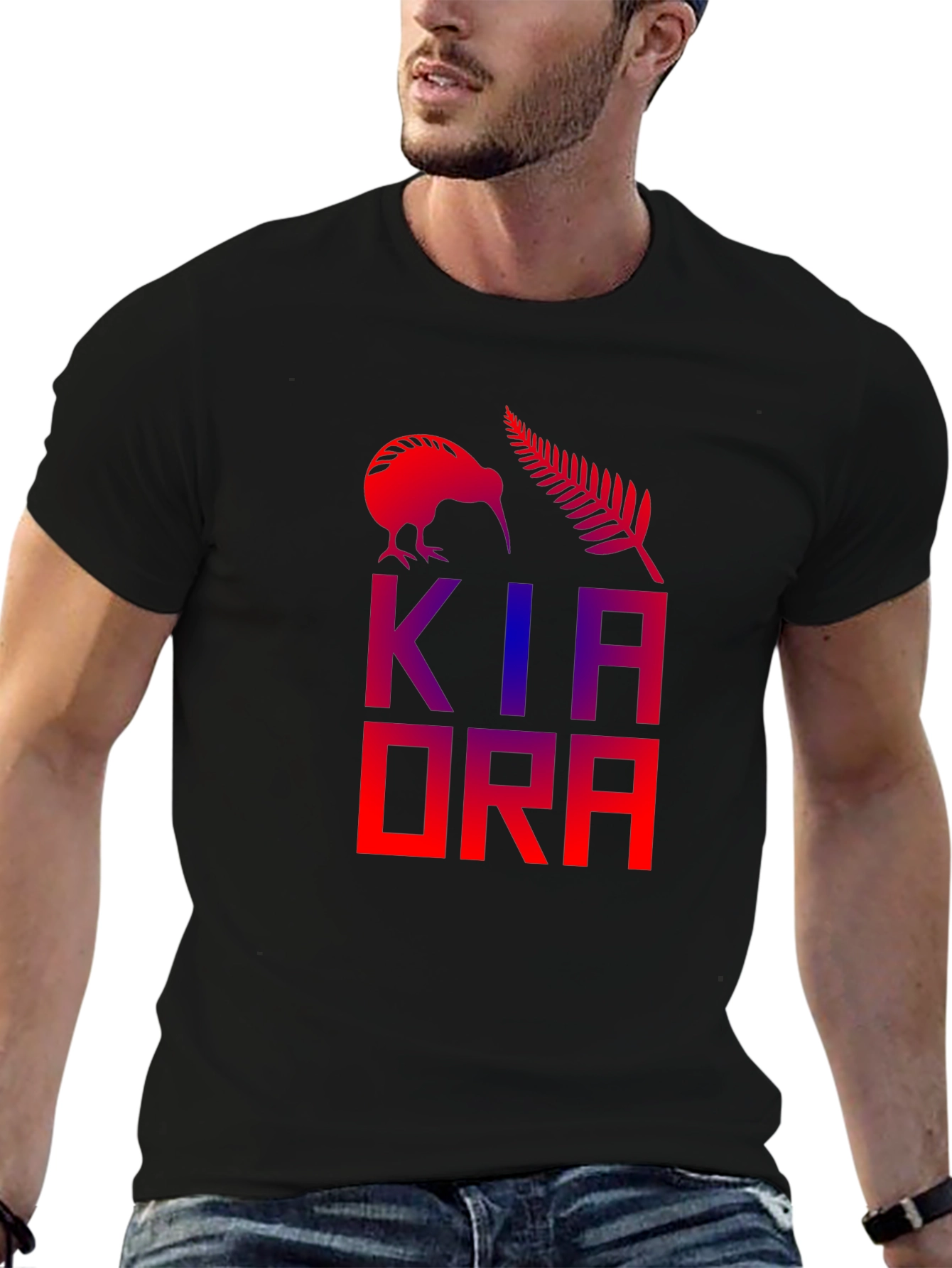 Kia Ora Tee - Kiwi & Fern Design