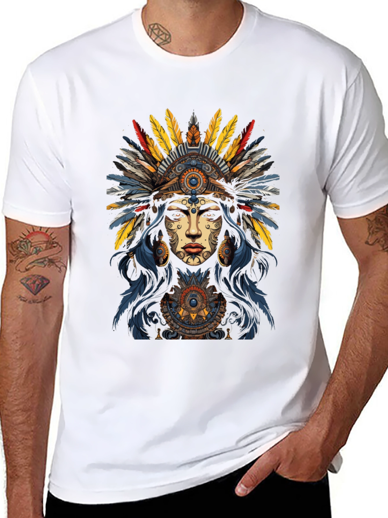 Native American Headdress Graphic T-Shirt