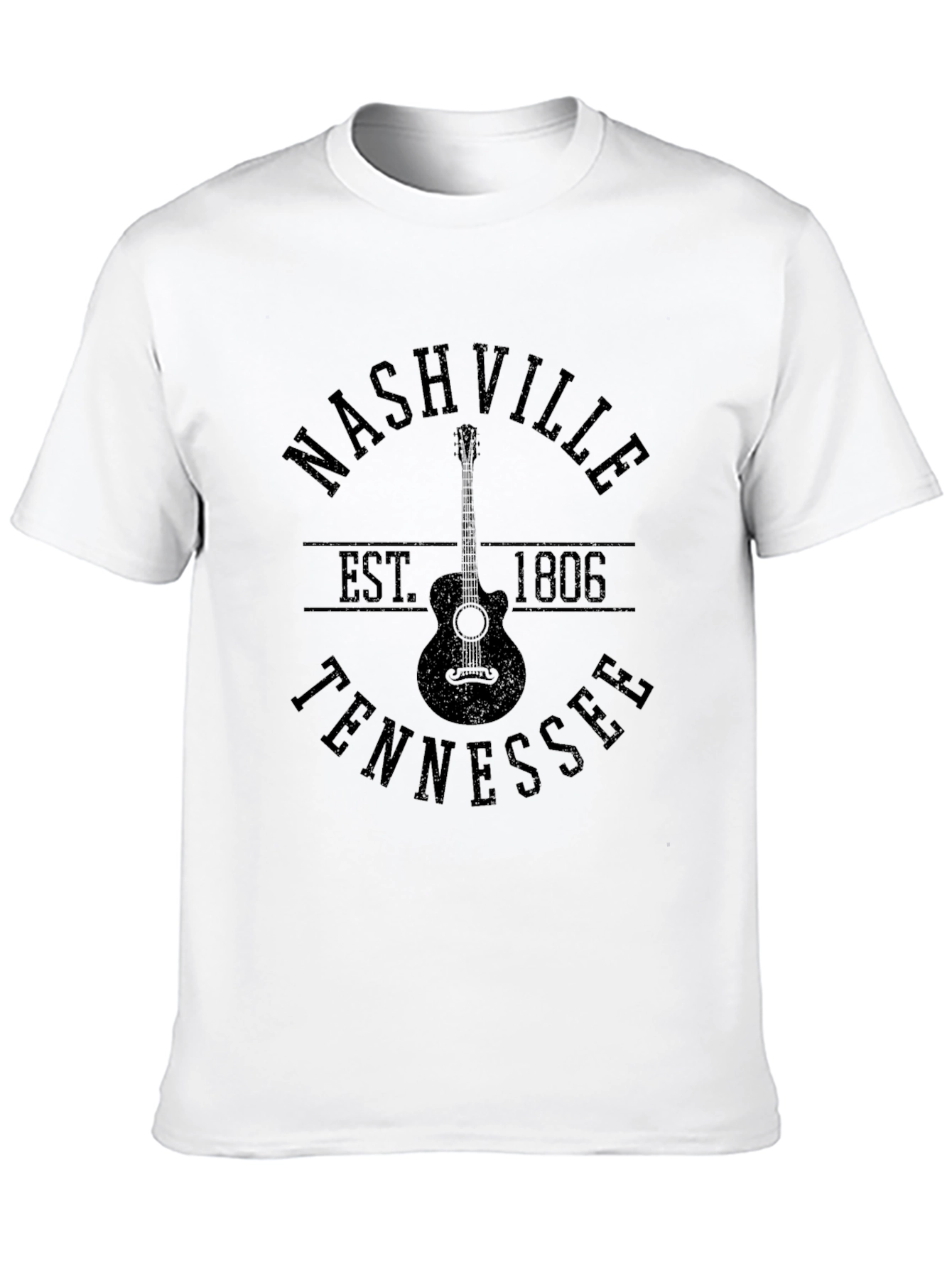 Nashville Tennessee Guitar Black T-Shirt