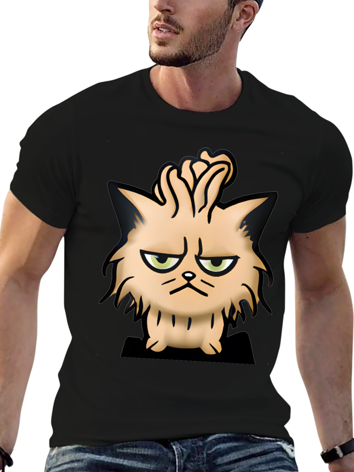 Grumpy Cat Cartoon Black T-Shirt