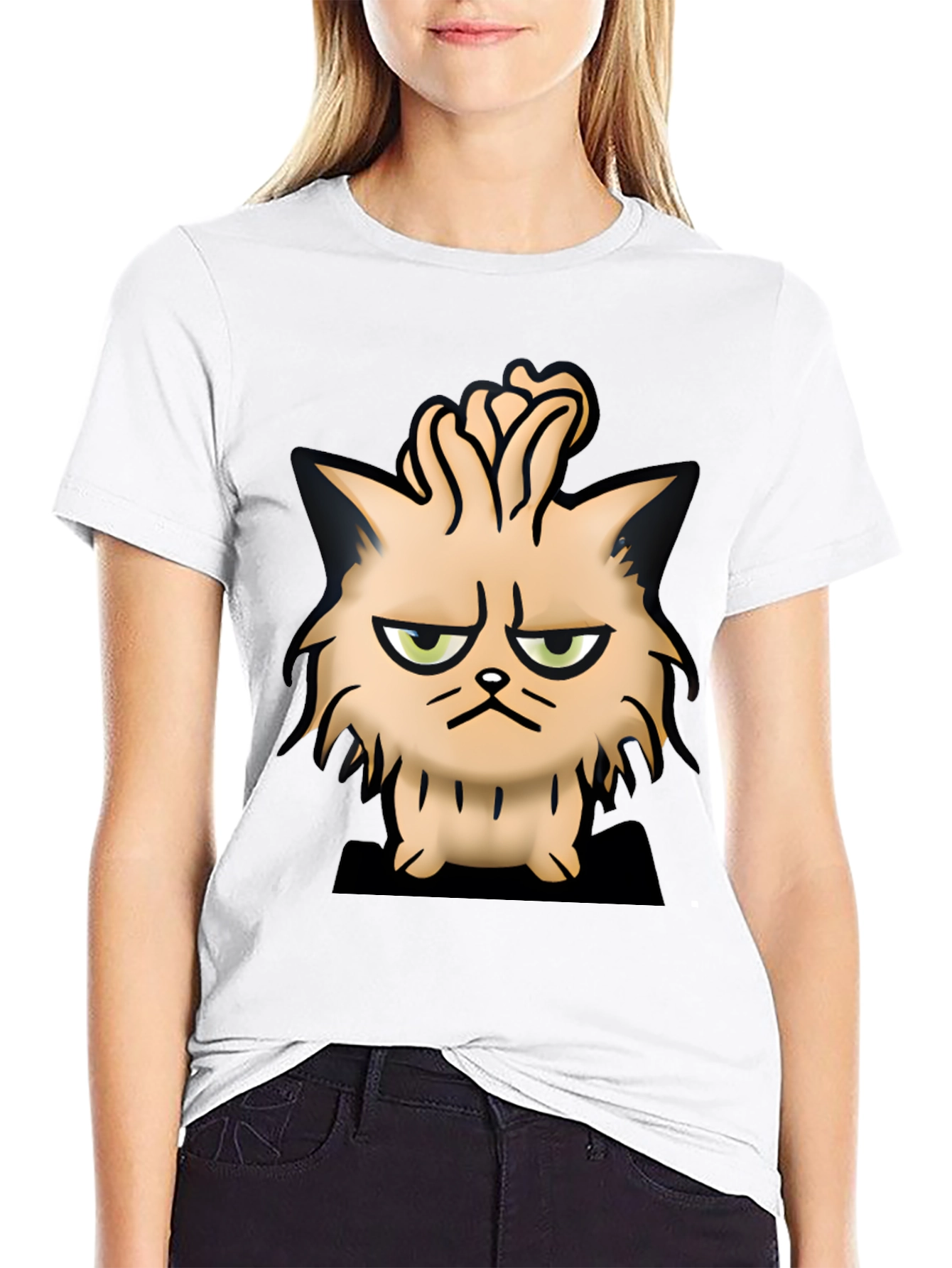 Grumpy Cat Cartoon Black T-Shirt