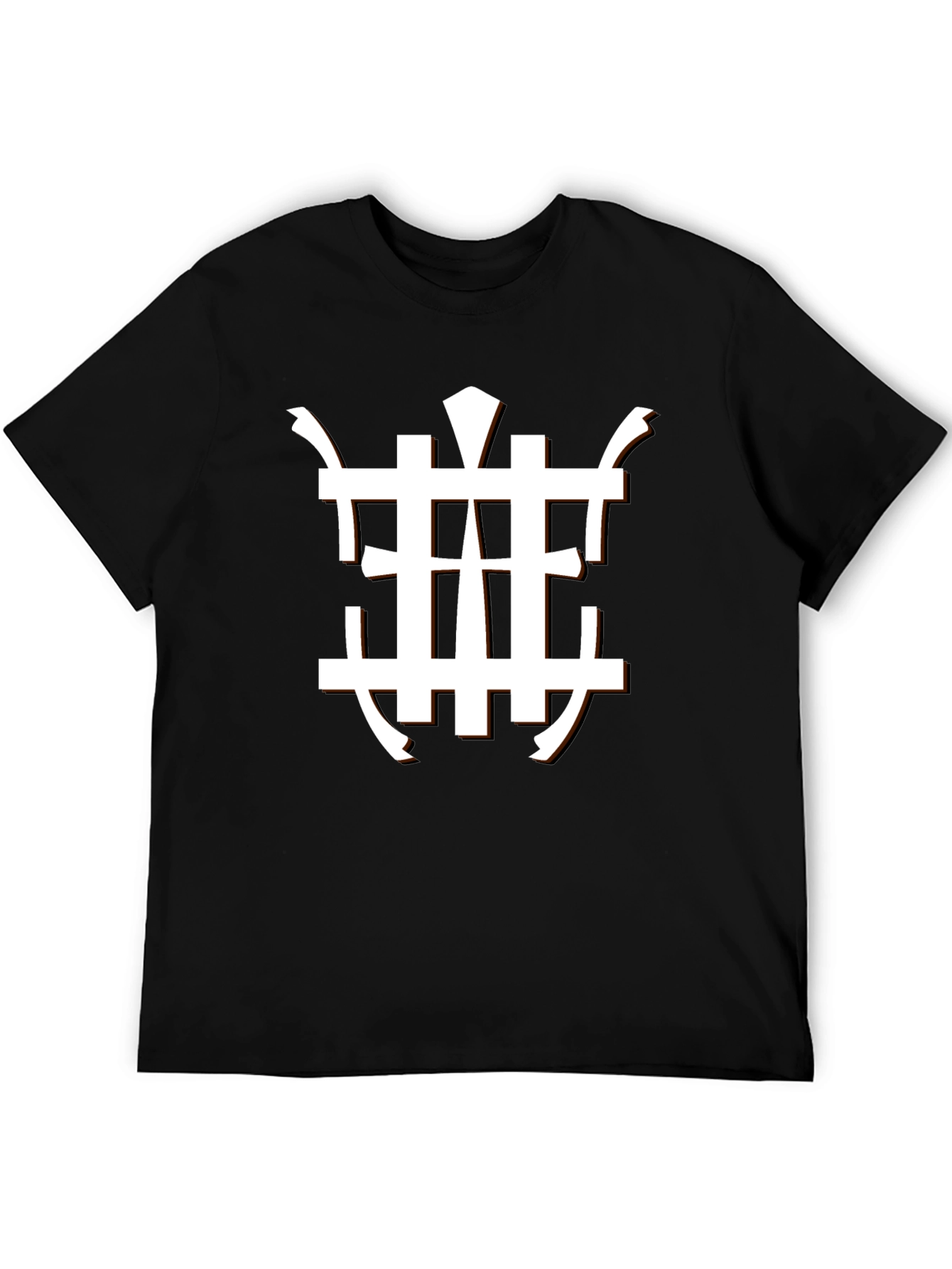Stylish Black Tee with Unique White Geometric Design