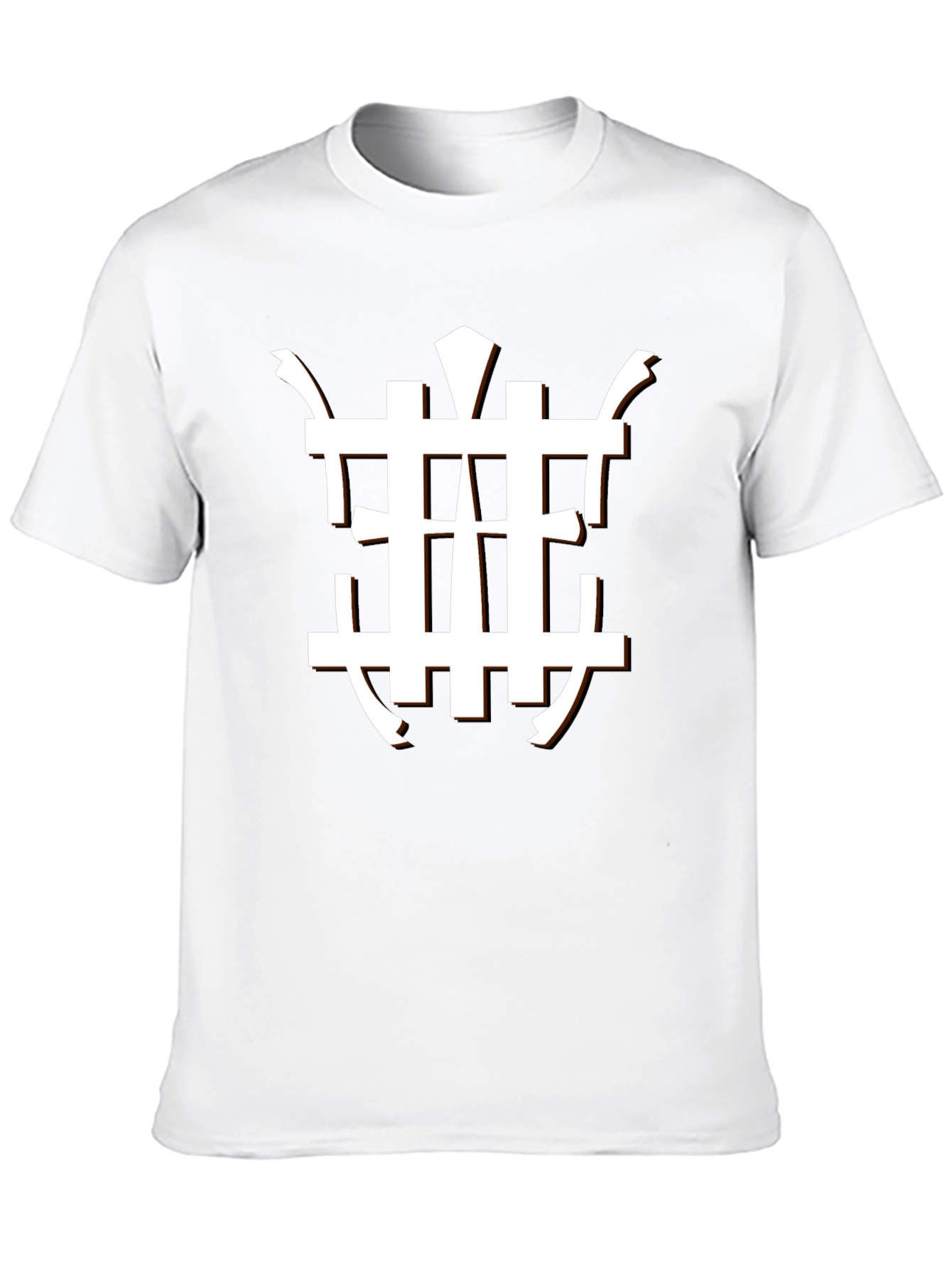 Stylish Black Tee with Unique White Geometric Design