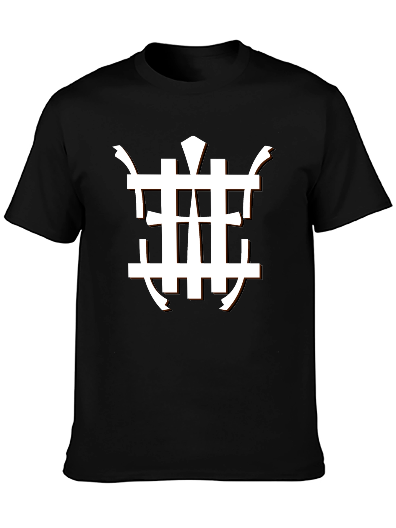 Stylish Black Tee with Unique White Geometric Design