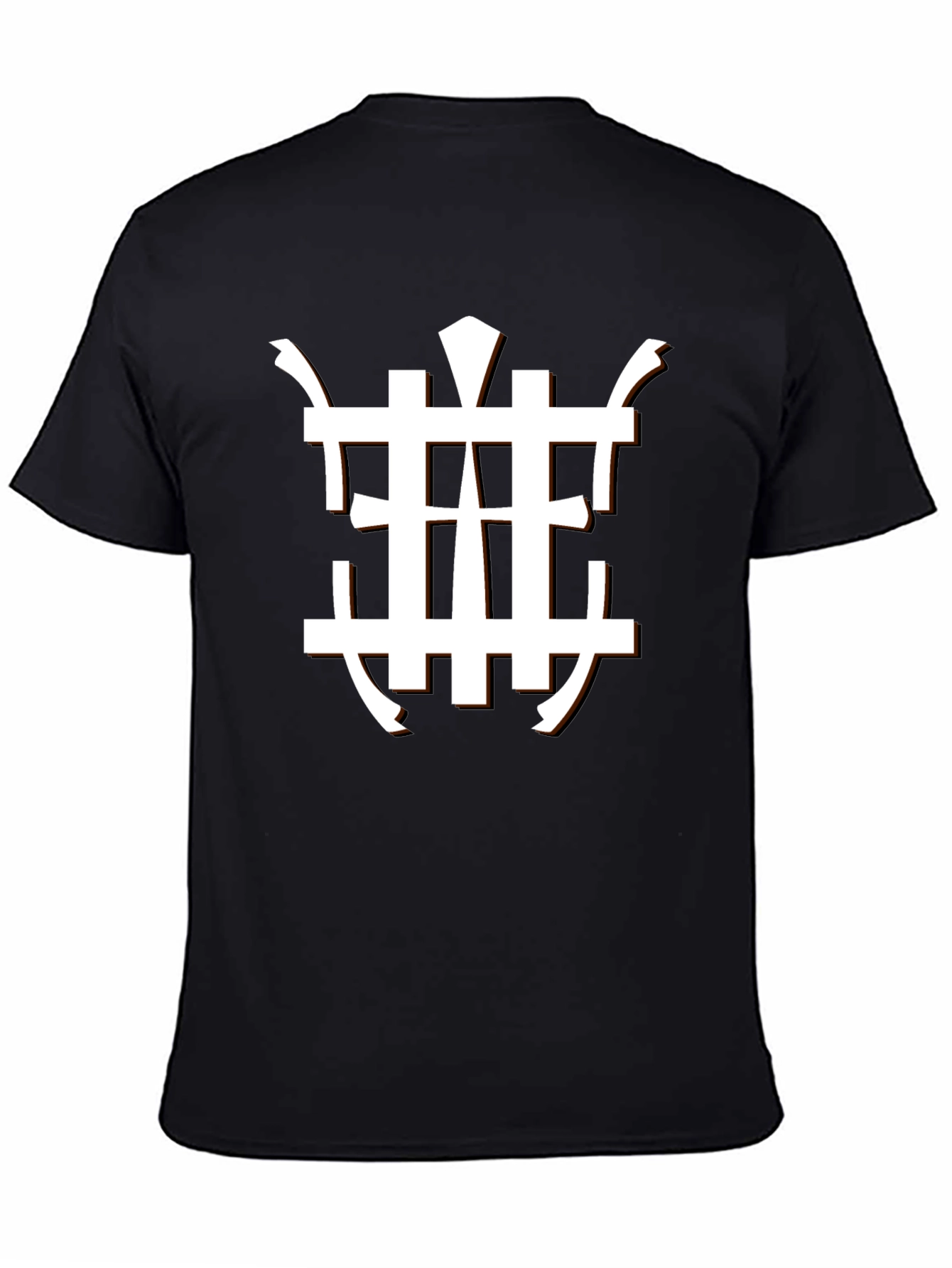 Stylish Black Tee with Unique White Geometric Design
