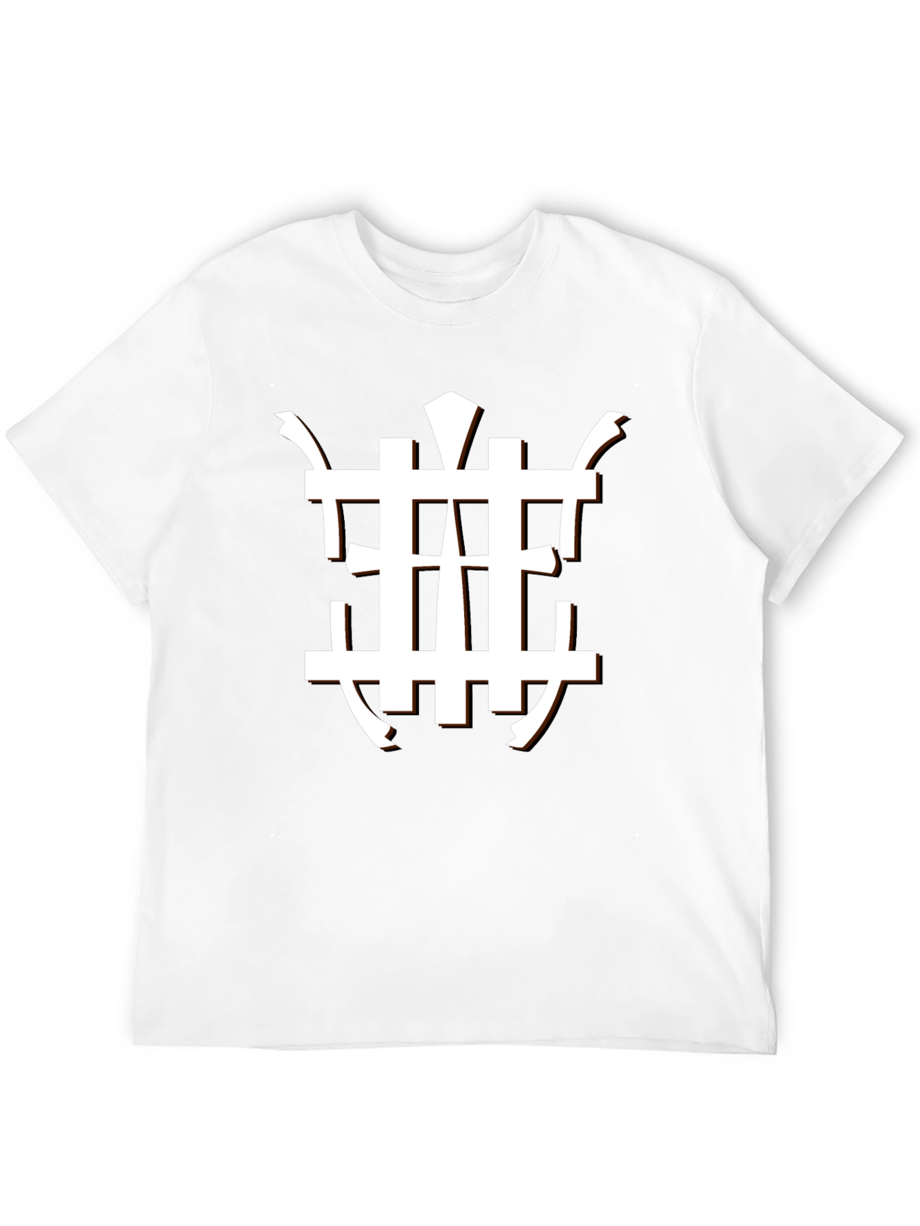 Stylish Black Tee with Unique White Geometric Design