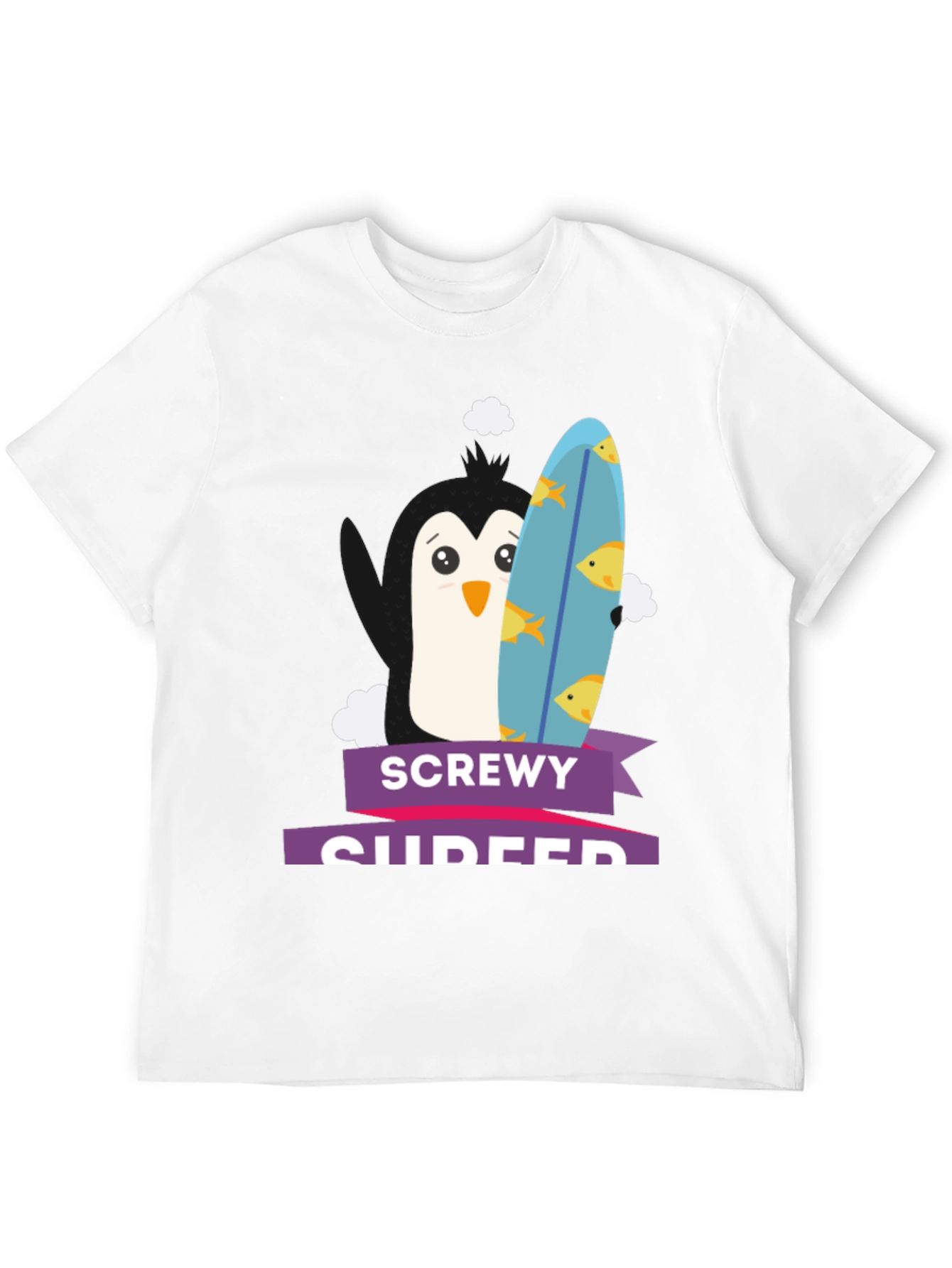Screw Surfer Penguin Graphic T-Shirt