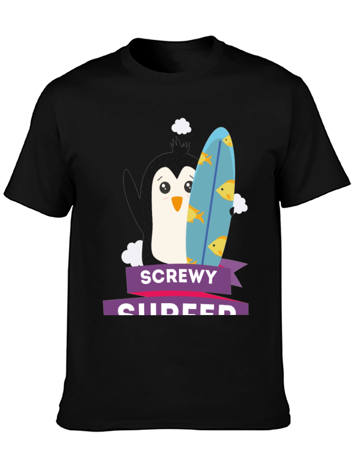 Screw Surfer Penguin Graphic T-Shirt