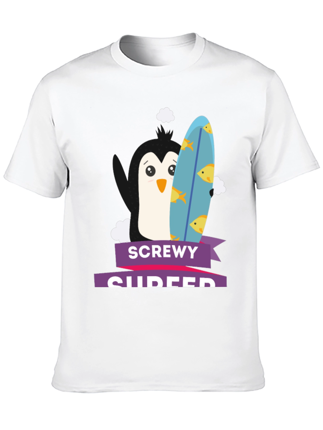 Screw Surfer Penguin Graphic T-Shirt