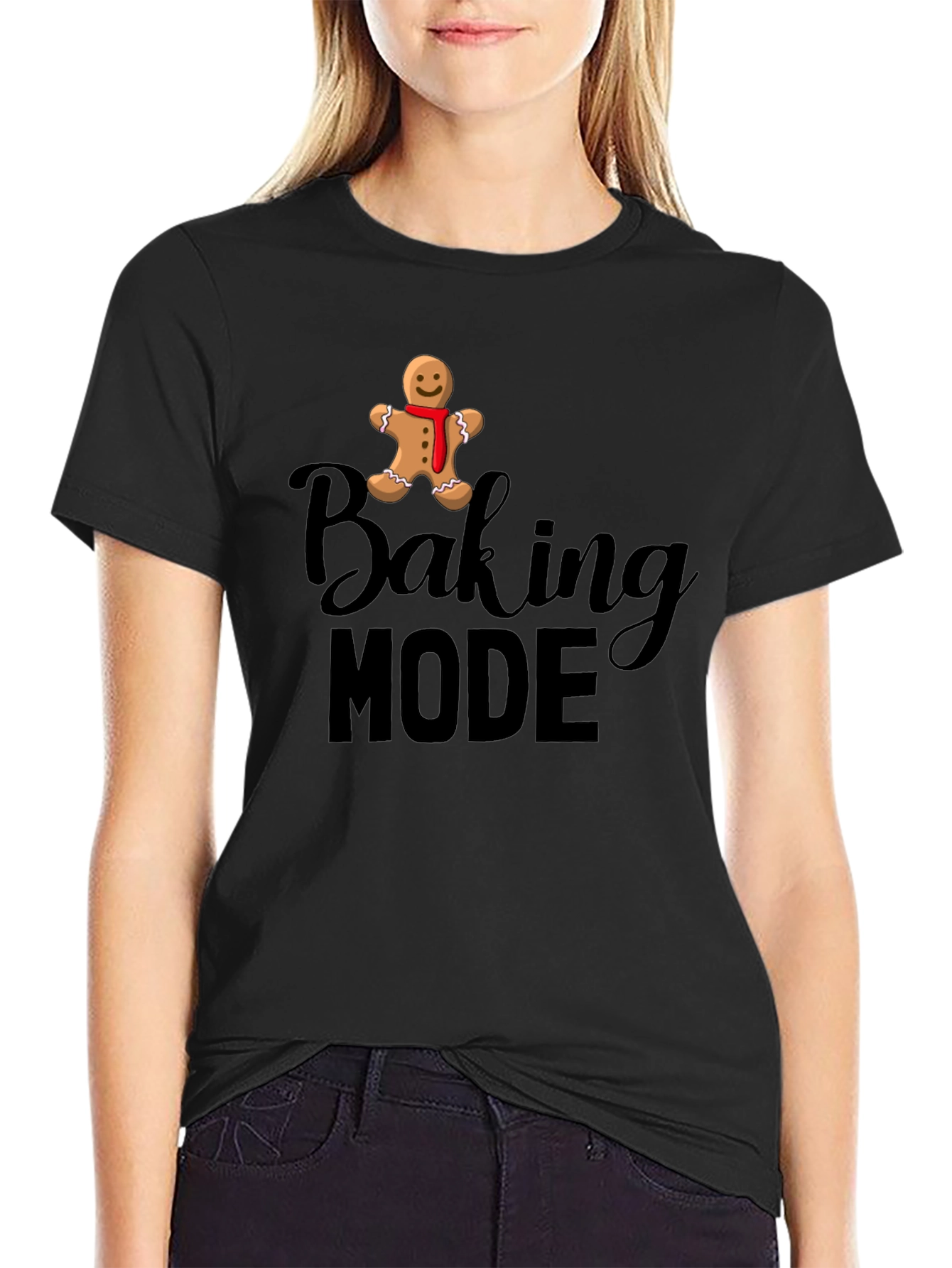Baking Mode Gingerbread Man Black T-Shirt