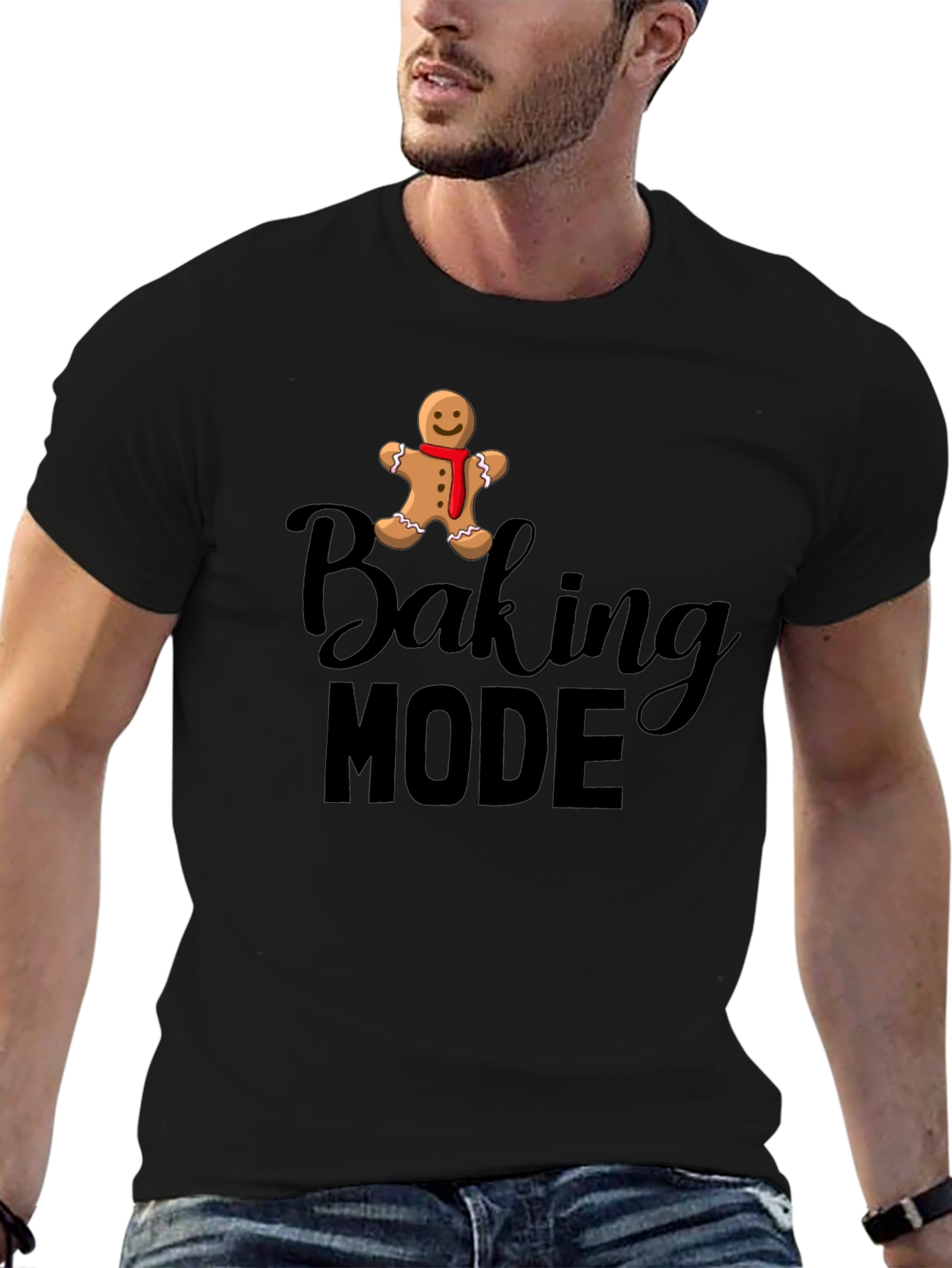 Baking Mode Gingerbread Man Black T-Shirt