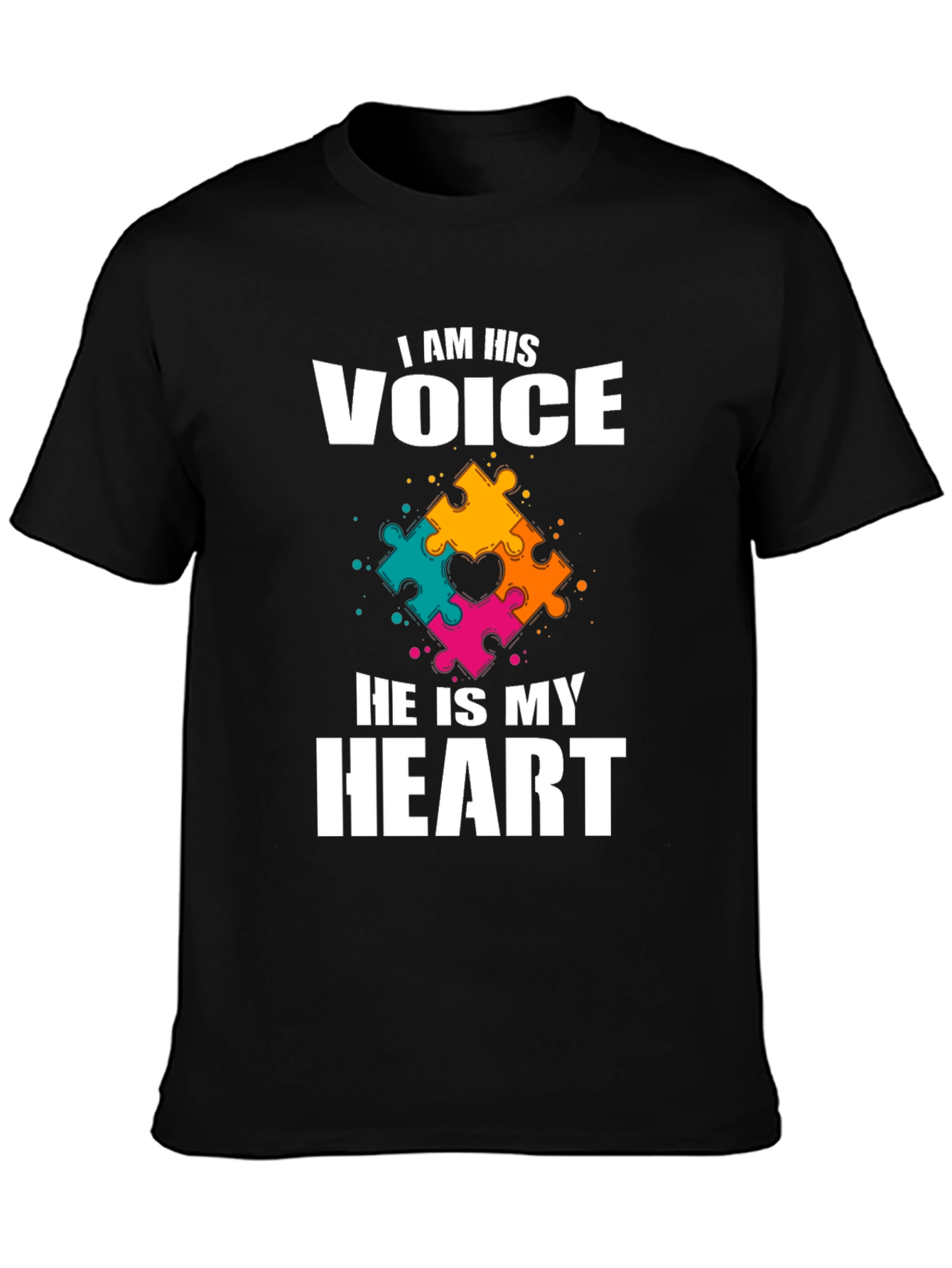 Autism Awareness T-Shirt: Voice and Heart Puzzle Piece Design