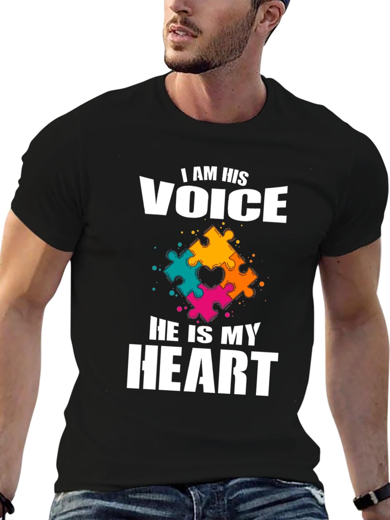 Autism Awareness T-Shirt: Voice and Heart Puzzle Piece Design