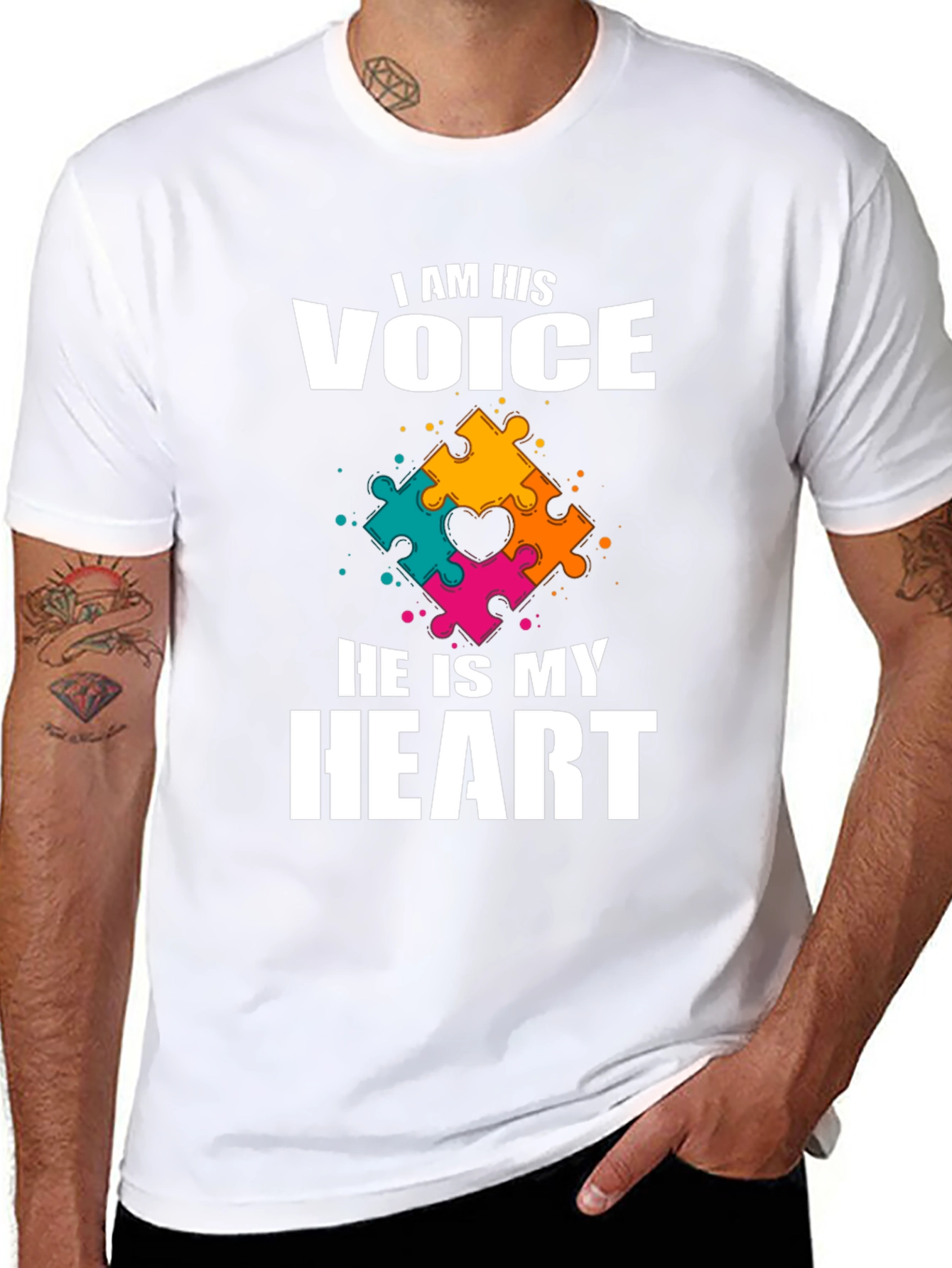 Autism Awareness T-Shirt: Voice and Heart Puzzle Piece Design
