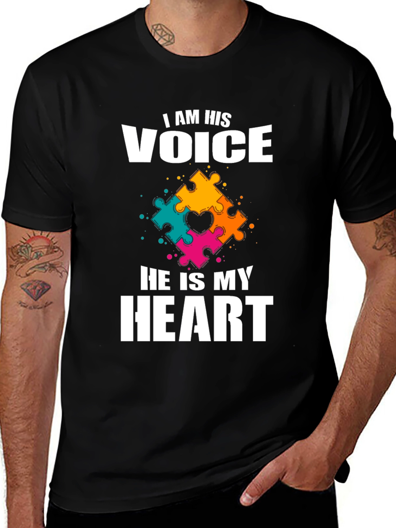 Autism Awareness T-Shirt: Voice and Heart Puzzle Piece Design