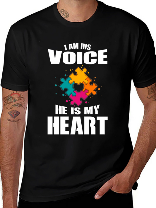 Autism Awareness T-Shirt: Voice and Heart Puzzle Piece Design