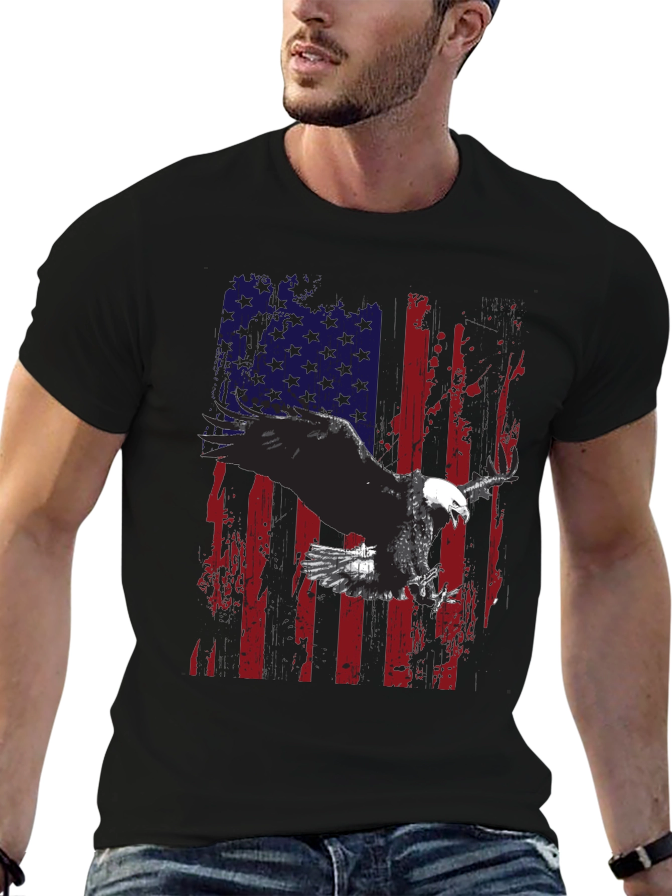 Eagle American Flag Graphic Tee - Patriotic Style