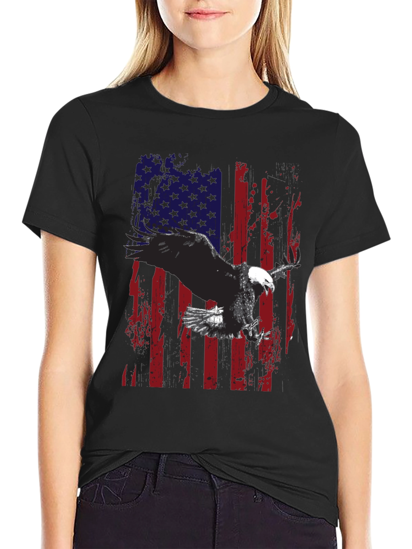 Eagle American Flag Graphic Tee - Patriotic Style
