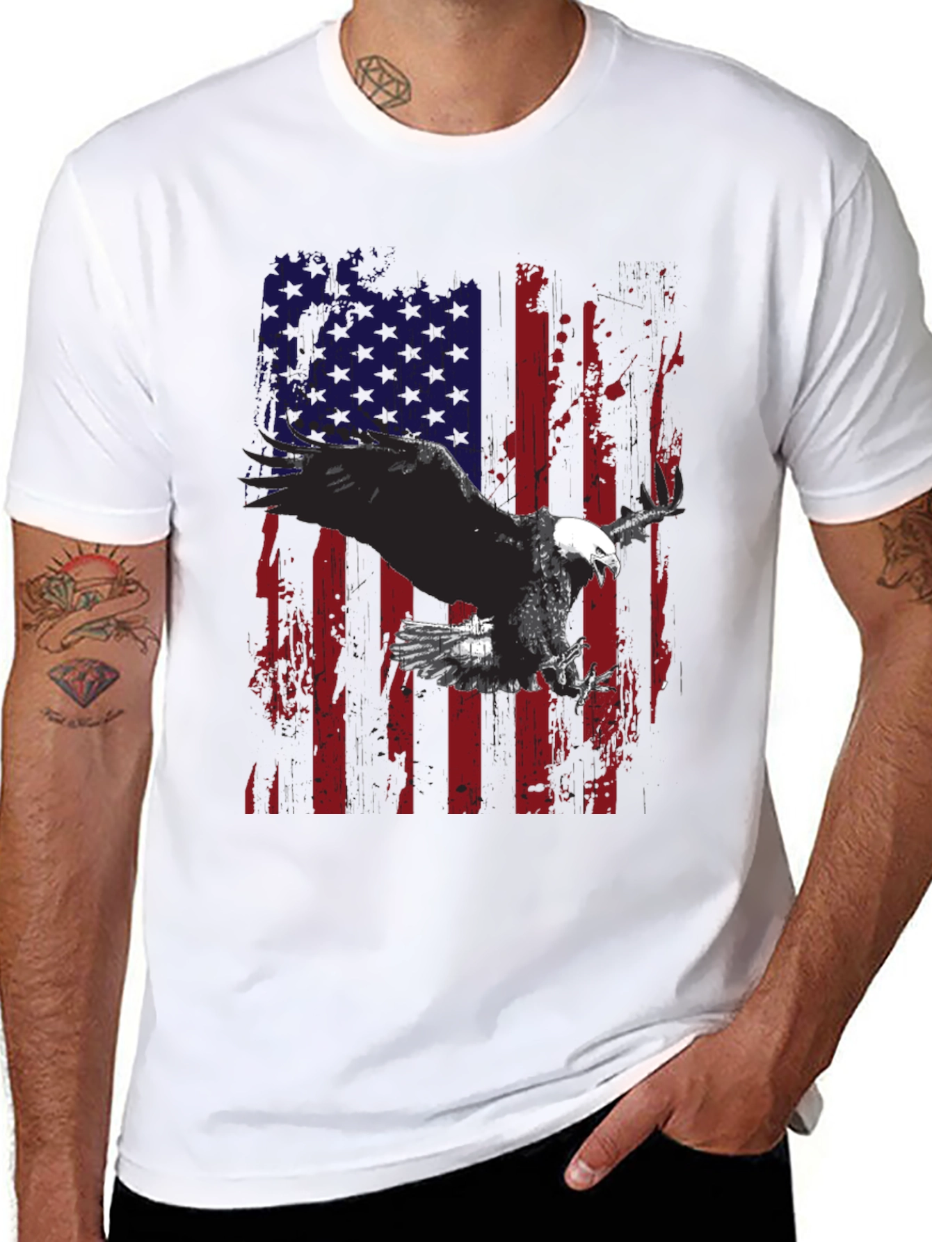 Eagle American Flag Graphic Tee - Patriotic Style